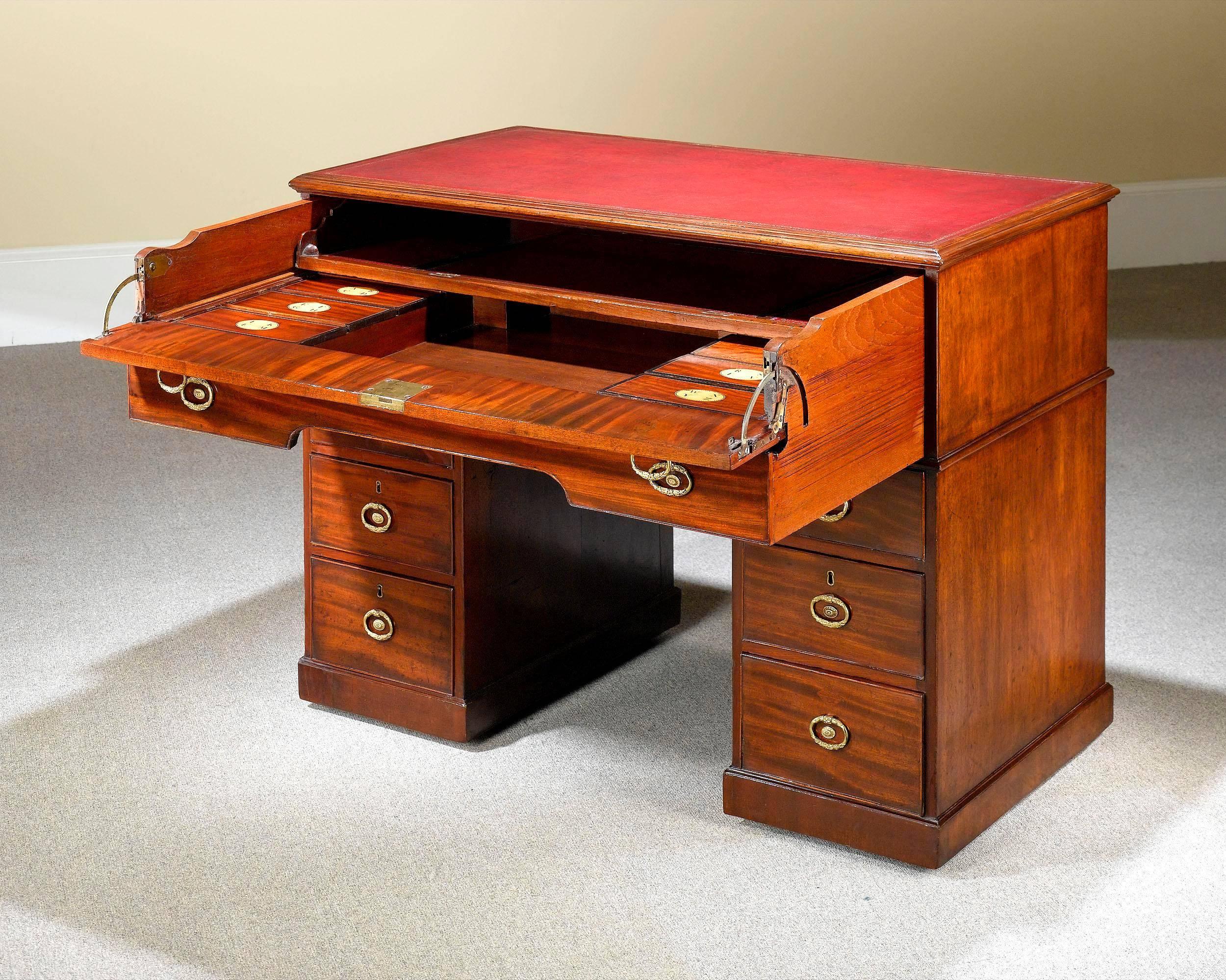 An extremely rare and important 18th century, double-sided mahogany architect's desk attributed to Gillows of Lancaster, one of the greatest furniture-making firms of the late 18th and early 19th centuries. It is this architect's desk that stands as