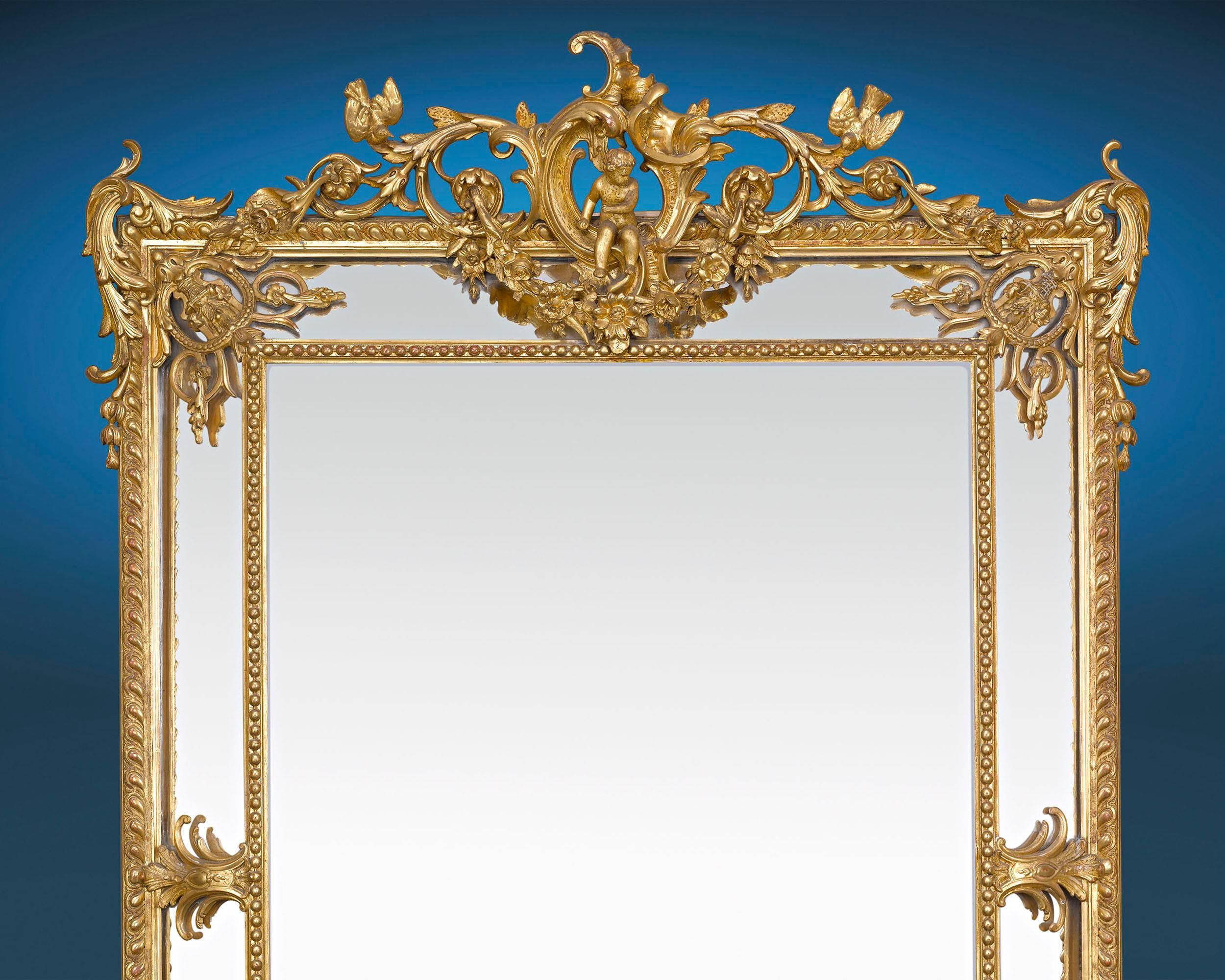 French Louis XV Revival Giltwood Mirror