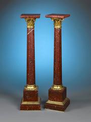 Pair of Rouge Marble Pedestals