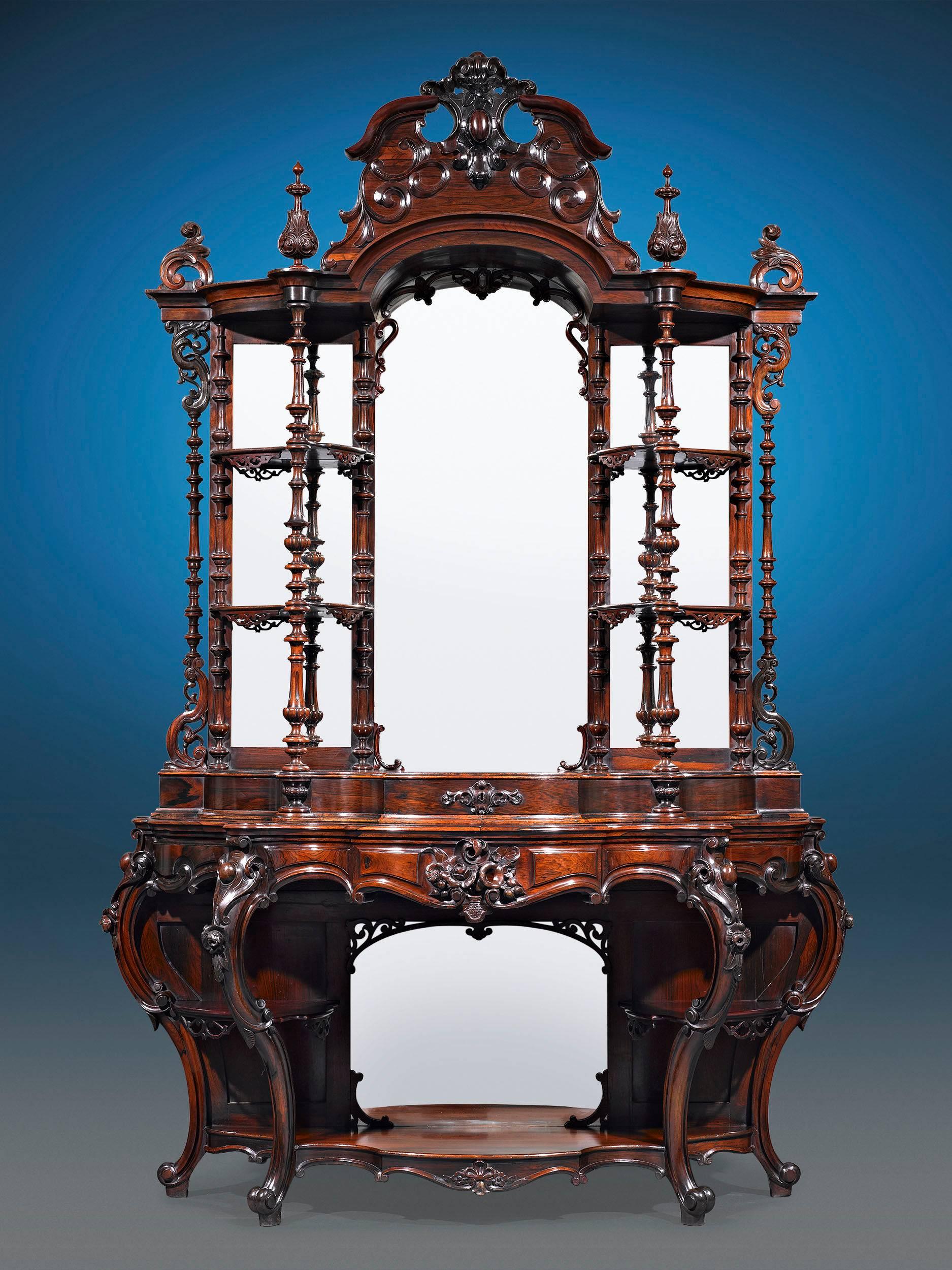 American Rococo Revival Rosewood Étagère by Thomas Brooks