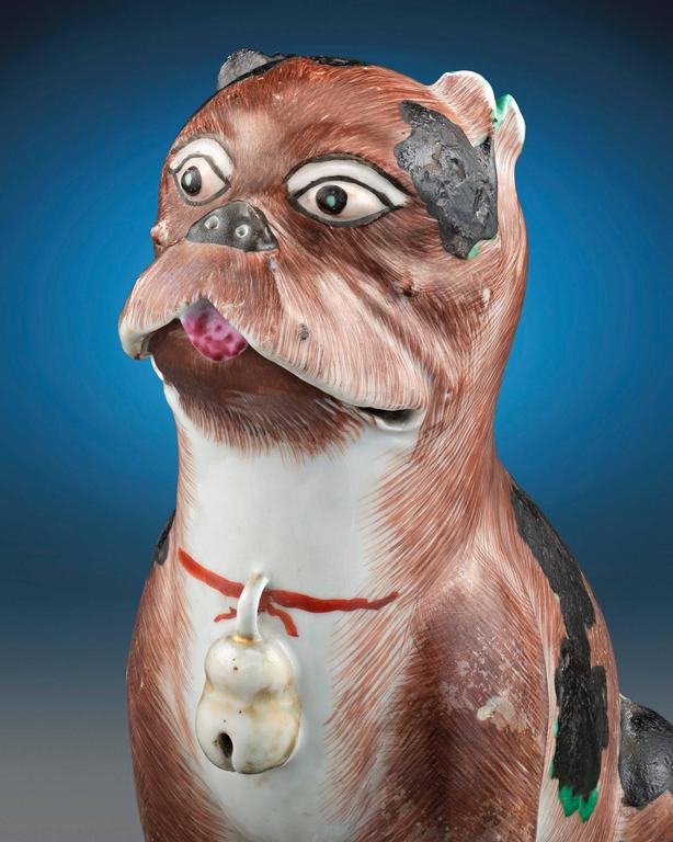 Porcelain Chinese Pug Dog at 1stDibs