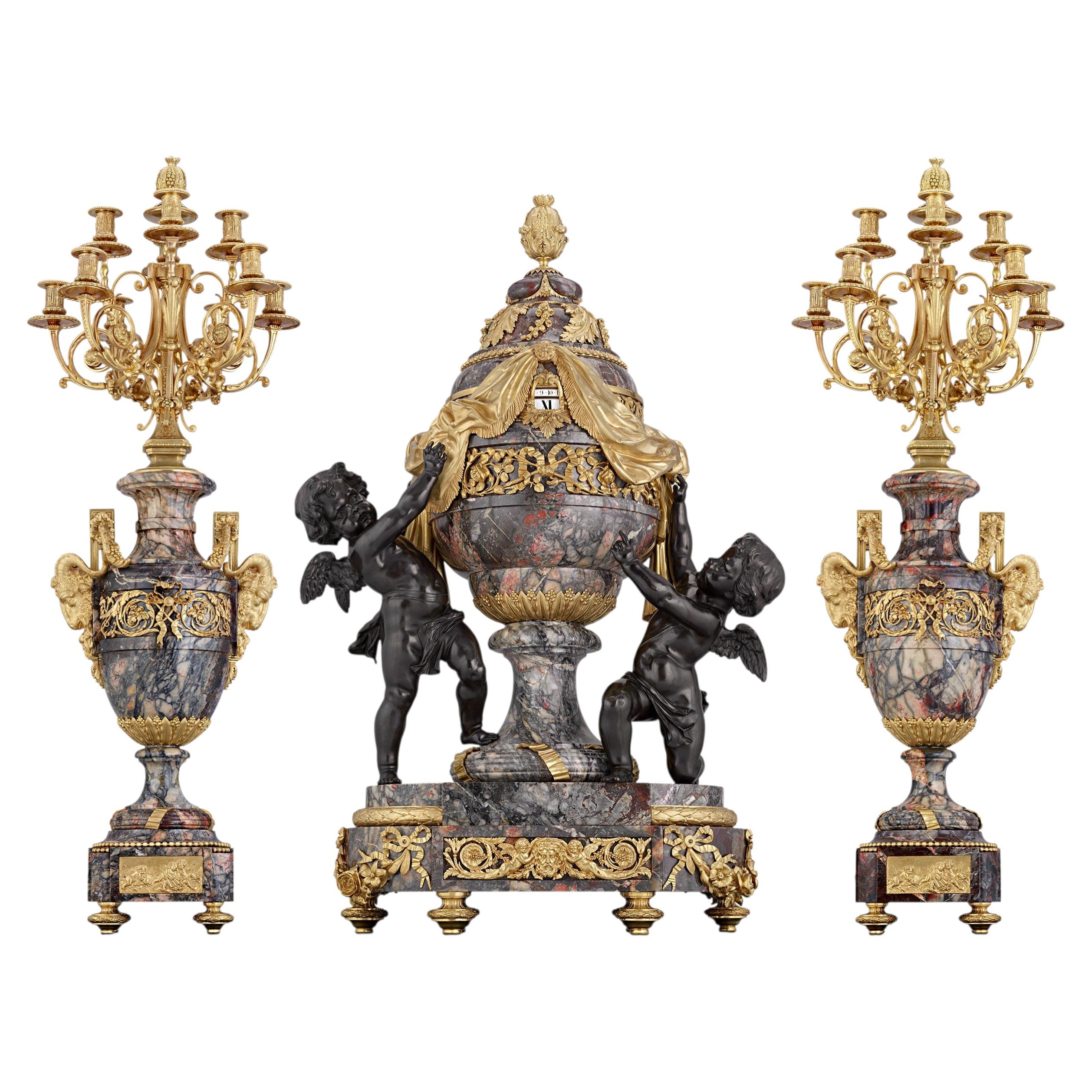 Rothschild French Clock Garniture