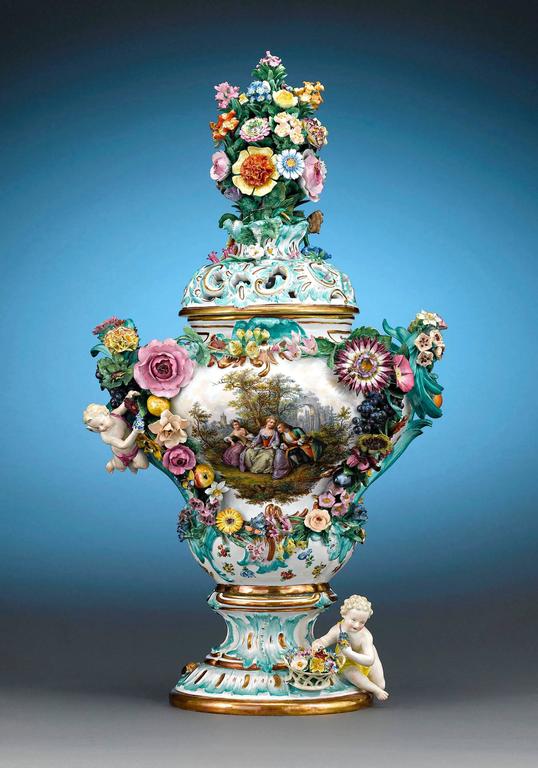 Pair of Meissen Mayflower Vases at 1stDibs