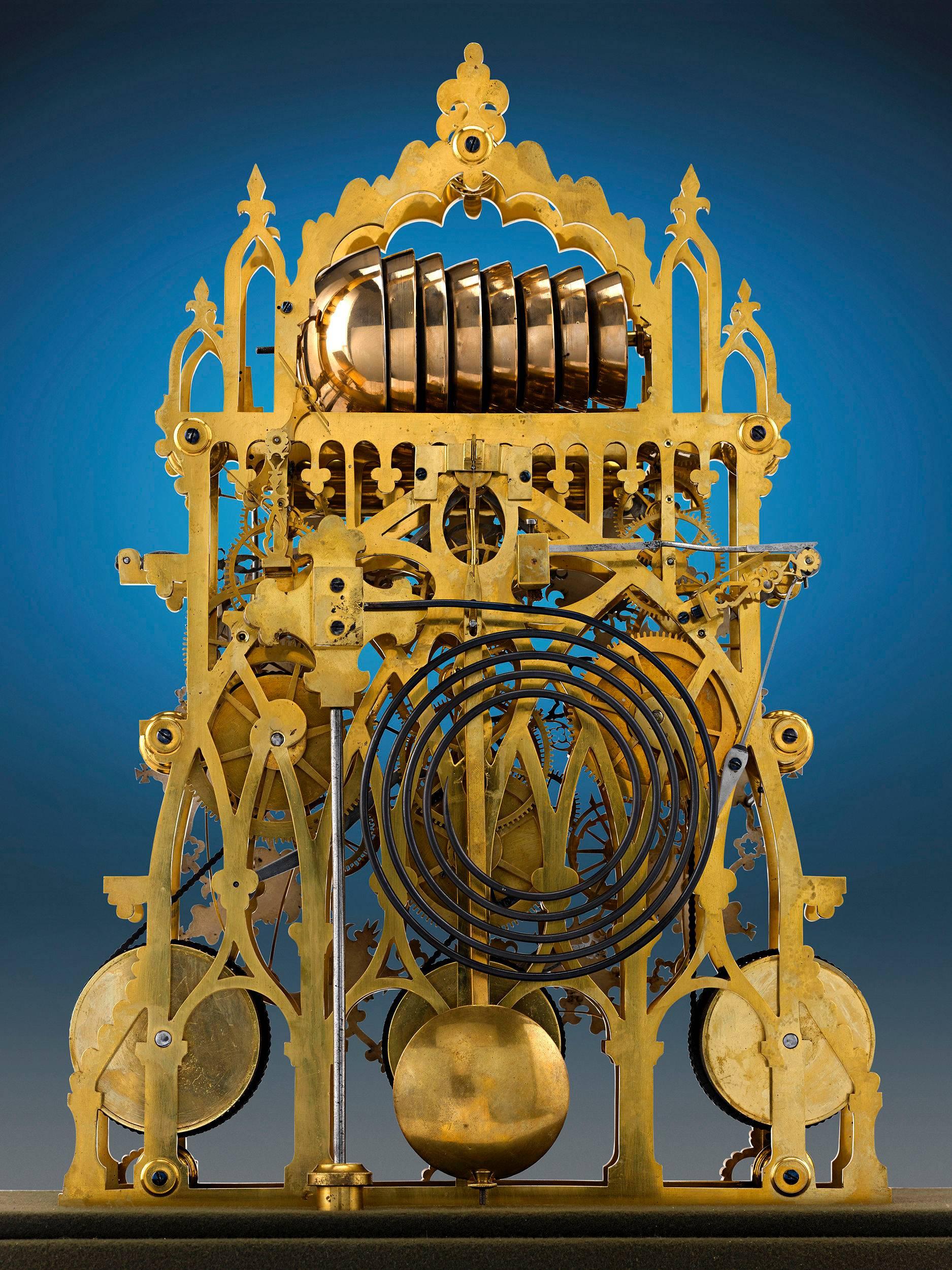 19th Century English Skeleton Clock by Smith & Sons Exhibition-Quality