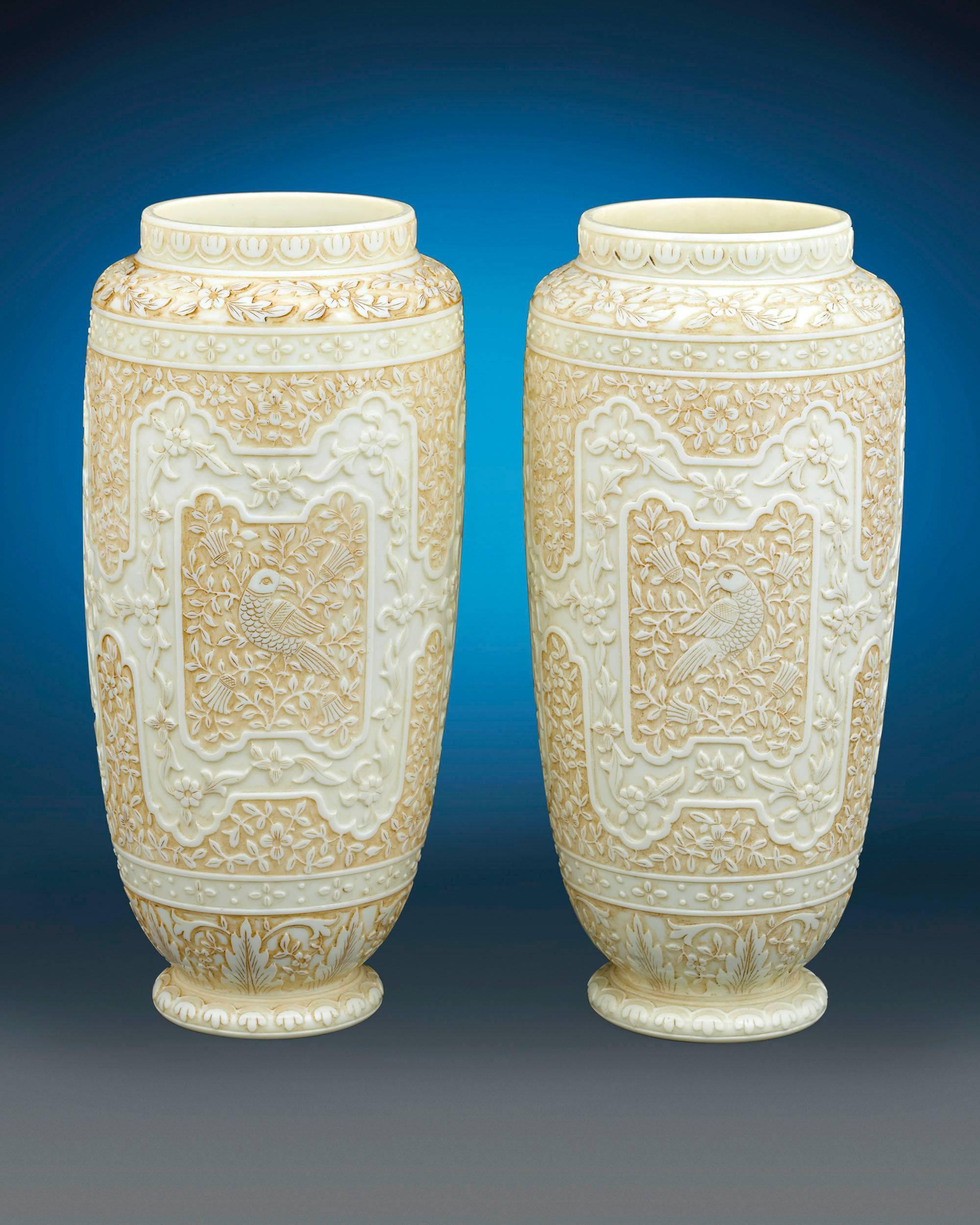 19th Century Cameo Glass Vases by Webb  For Sale
