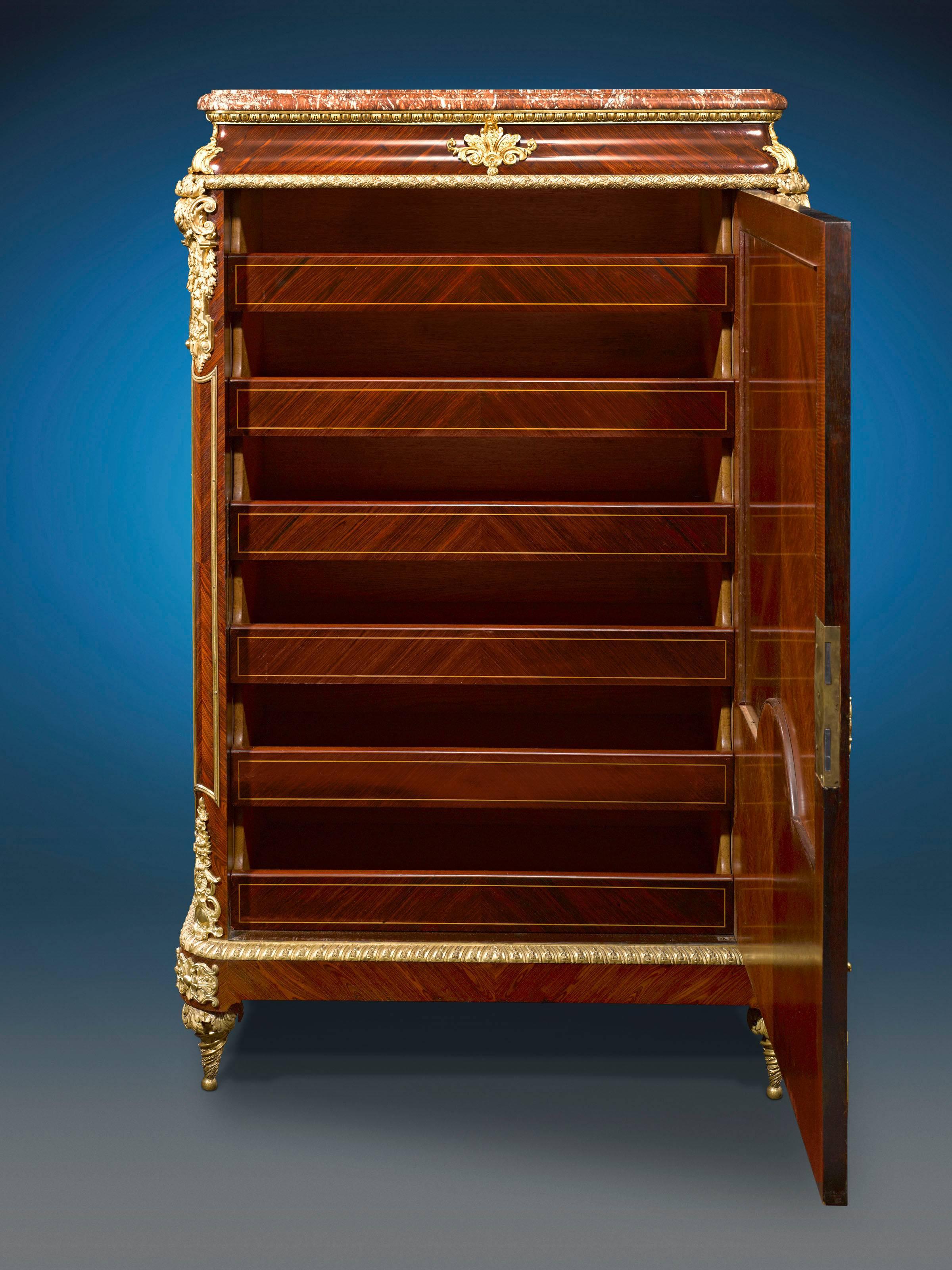 Parquetry Louis XIV Inspired French Linen Press For Sale