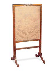 19th Century Hand-Painted Satinwood Firescreen