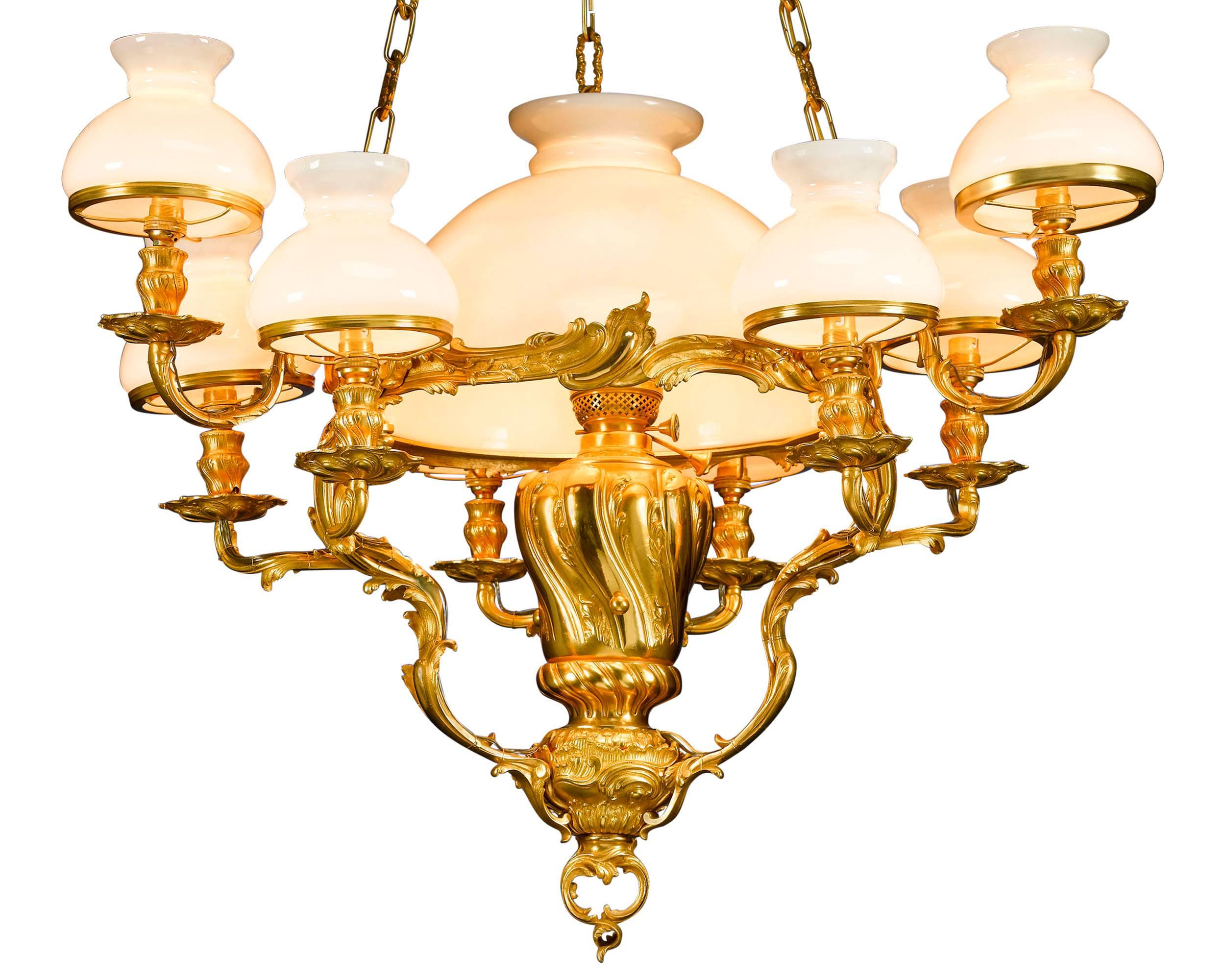 Frosted 19th Century Louis XV-Style Chandelier For Sale