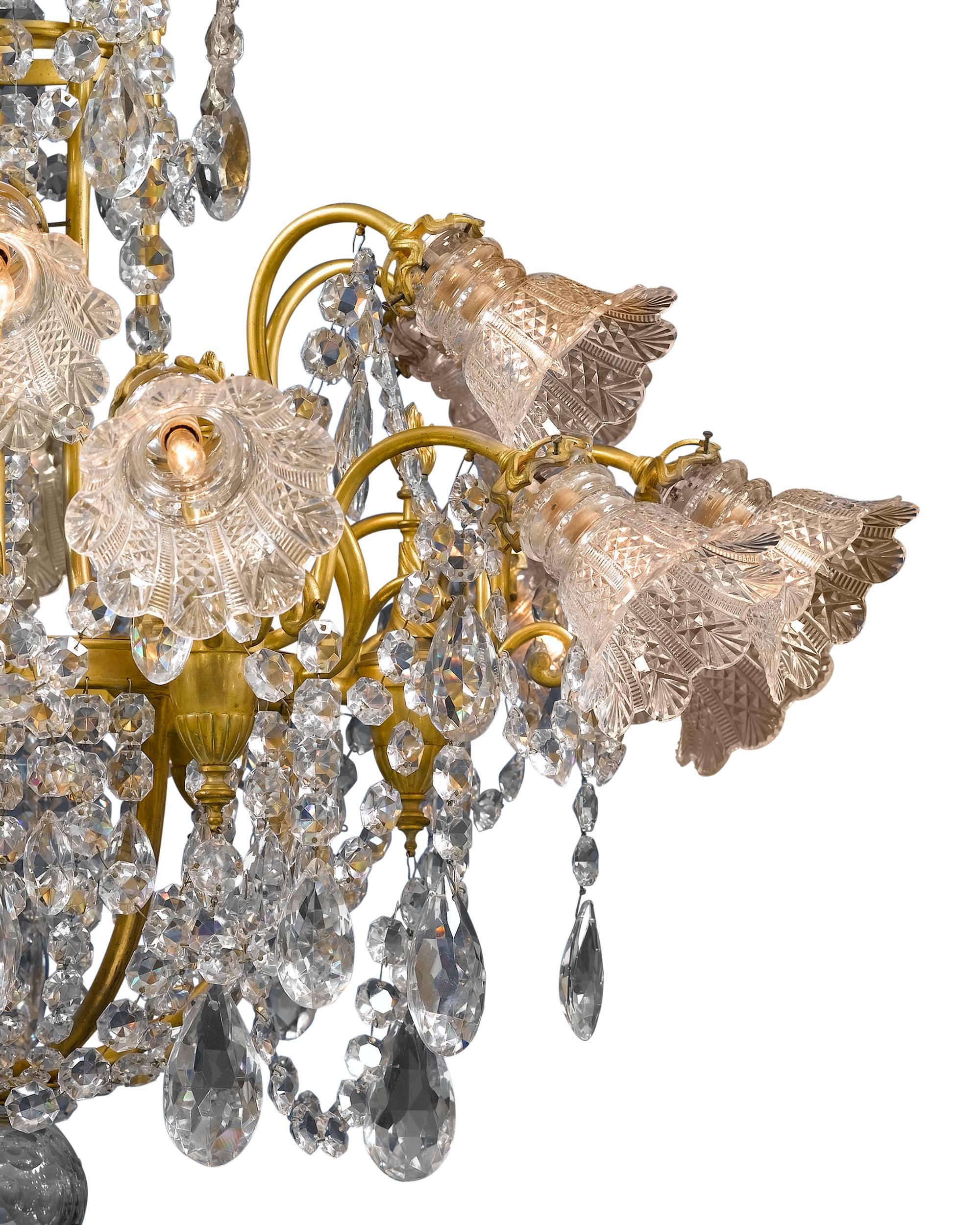 French Eighteen-Light Baccarat Crystal Chandelier For Sale