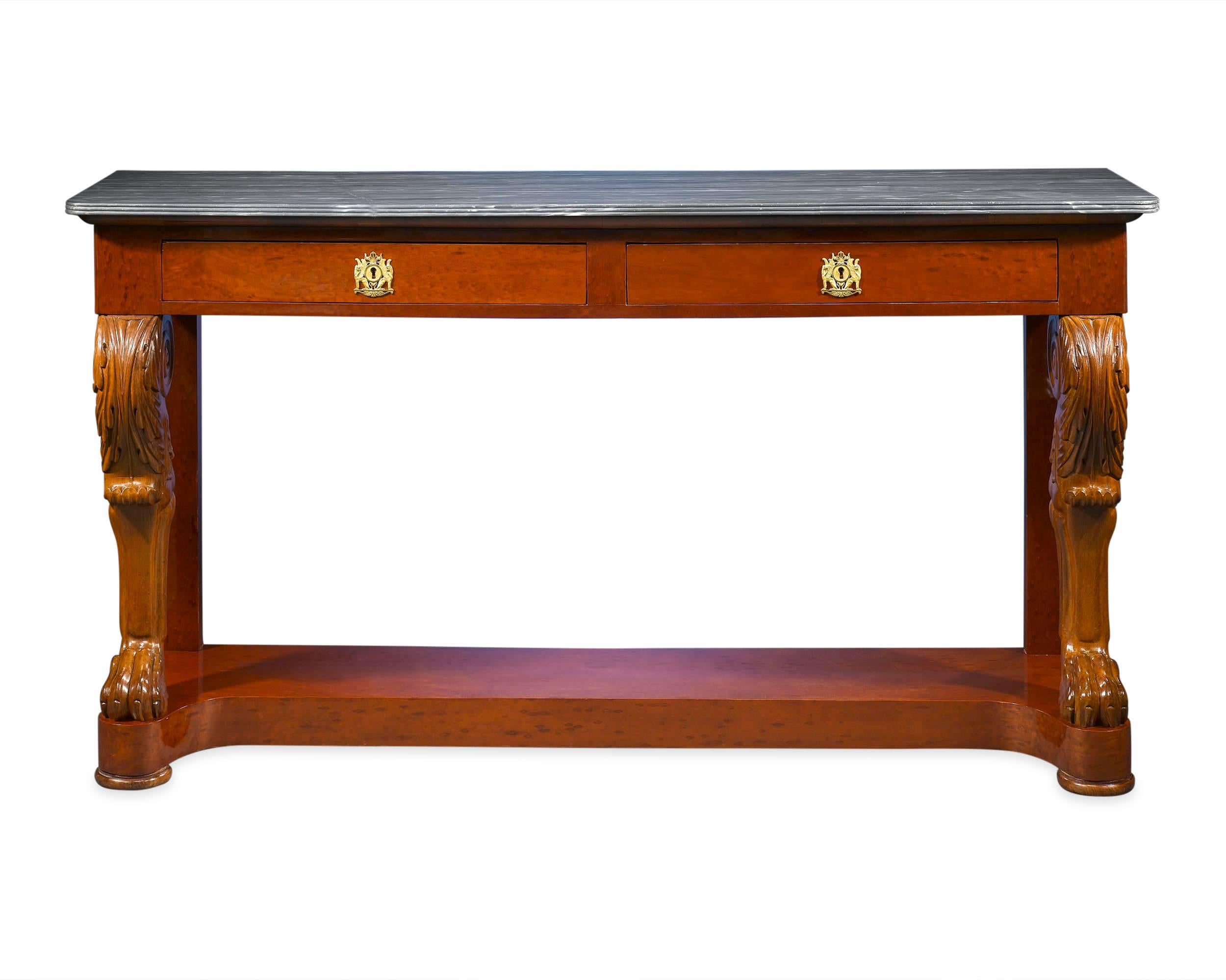 Louis Philippe Pair of 19th Century Marble-Topped Console Tables