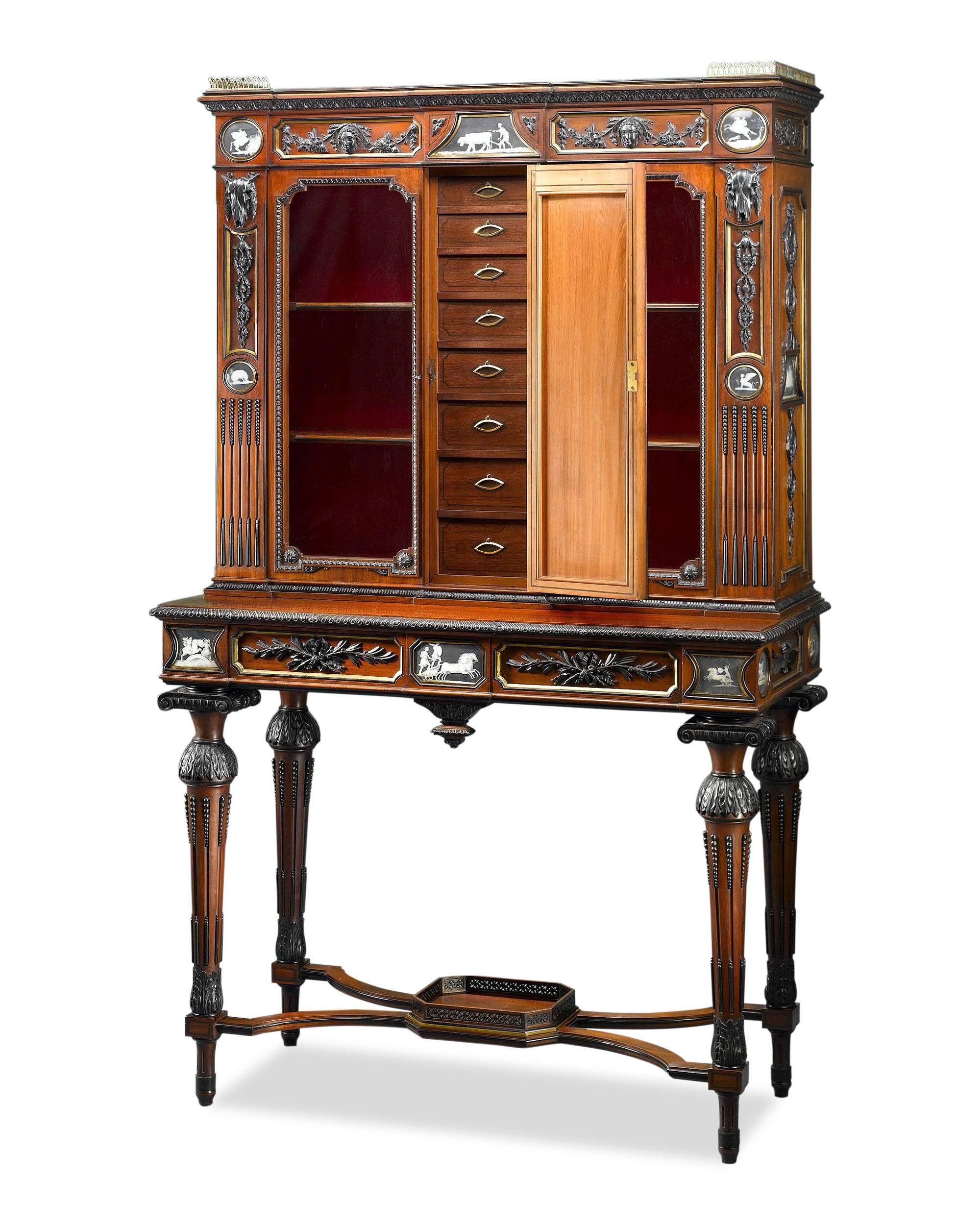 Carved 19th Century English Etruscan-Style Cabinet