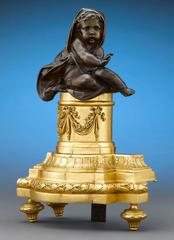 French Louis XVI-Style Bronze Chenets