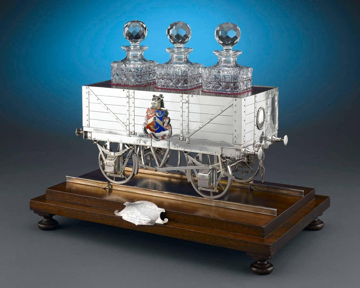 20th Century Silver Railway Car Decanter Stand