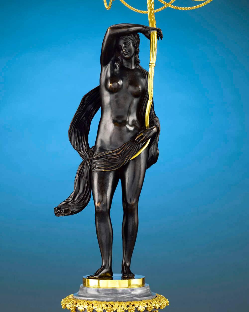 Russische figurale Bronzekandelaber des 18. Jahrhunderts (Louis XVI.) im Angebot