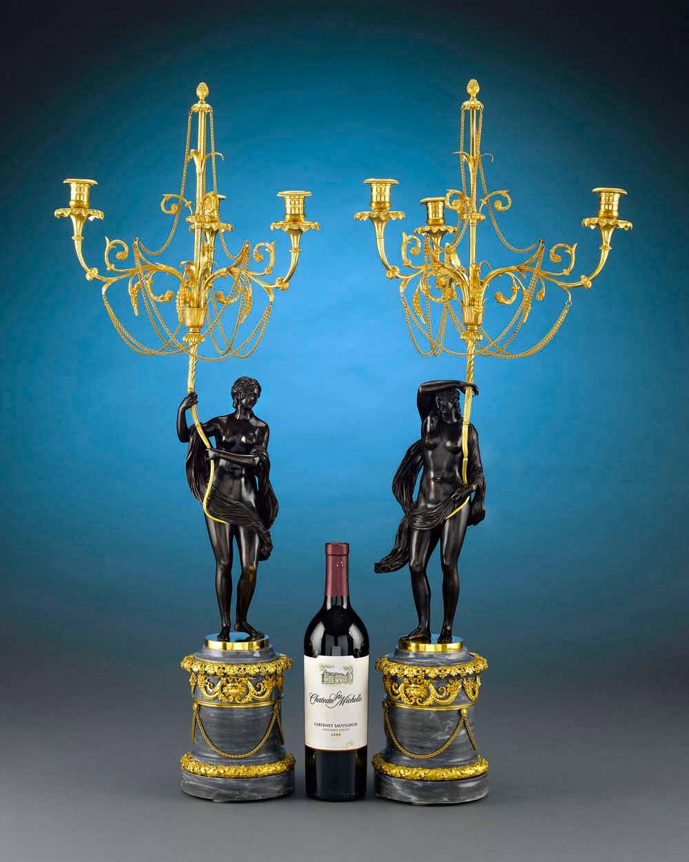 18th Century Russian Figural Bronze Candelabra In Excellent Condition For Sale In New Orleans, LA