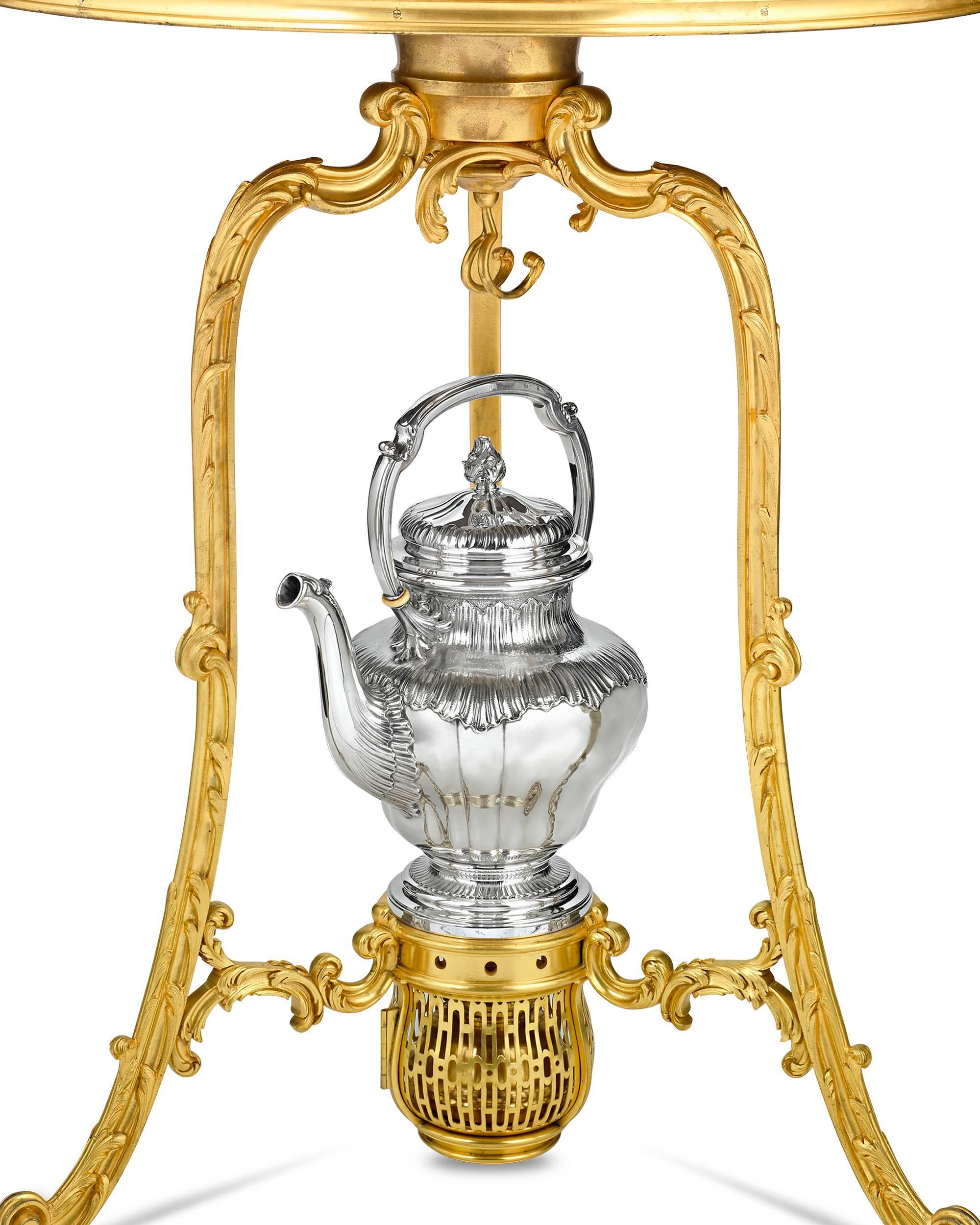 Art Nouveau French Gilt Two-Tiered Tea Table