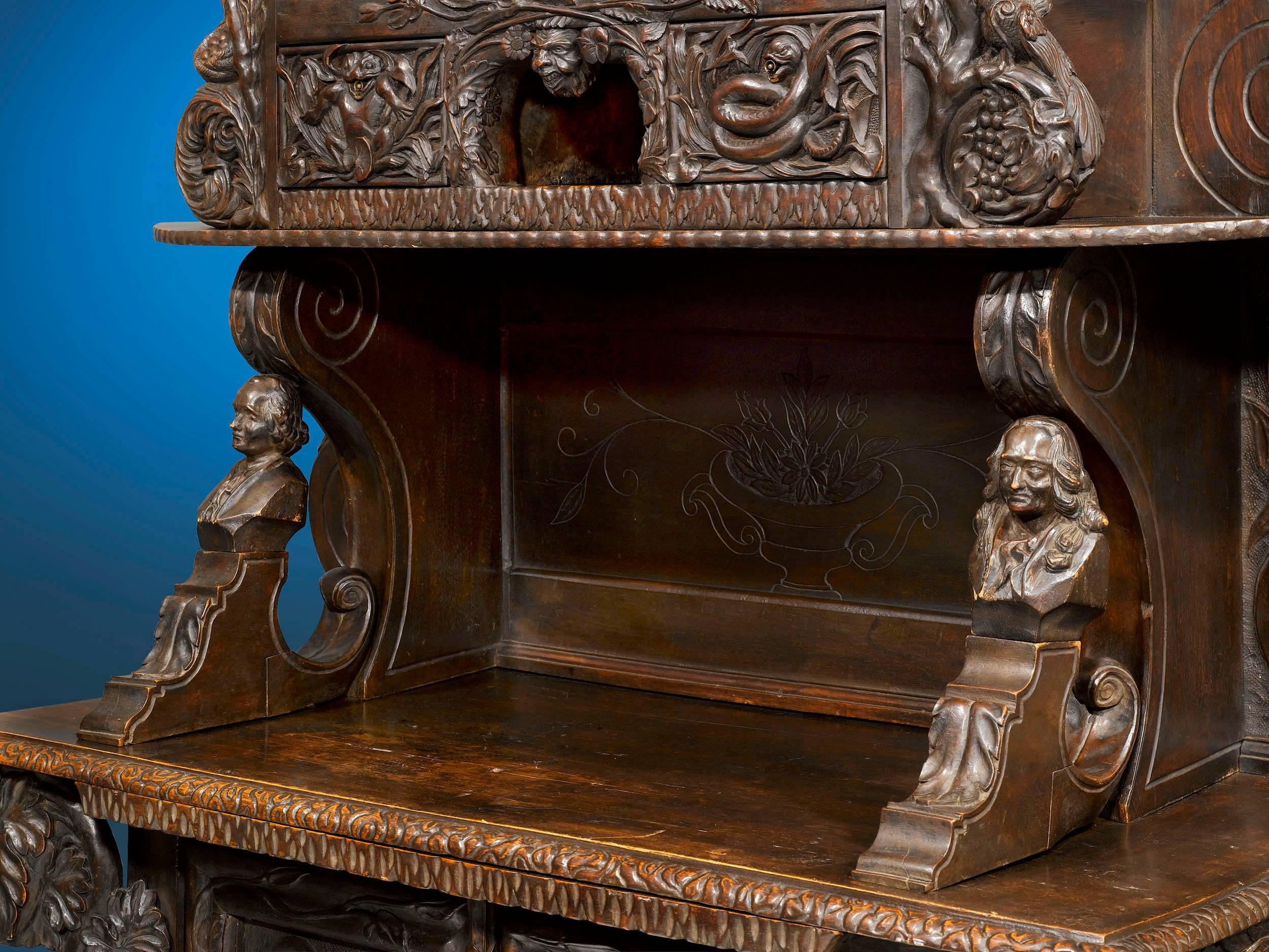 Carved Louisiana World’s Fair Walnut Cabinet