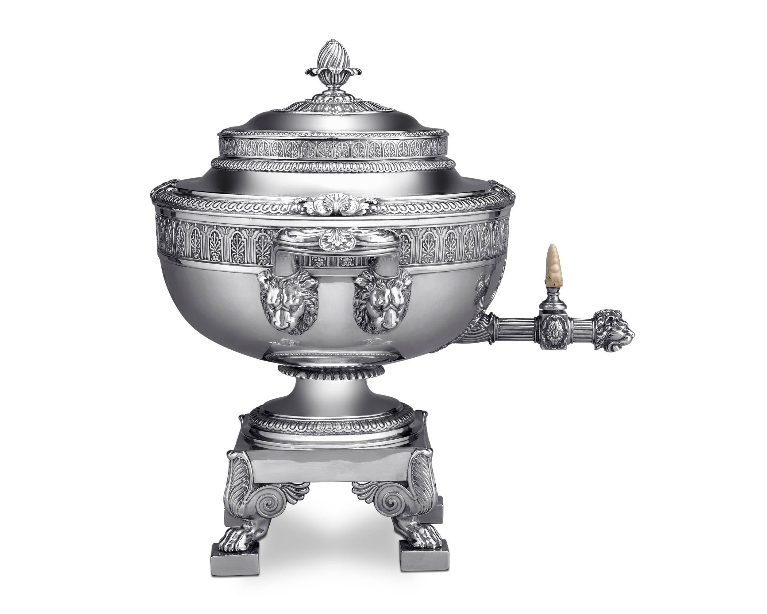 Engraved 19th Century Paul Storr Silver Tea Urn