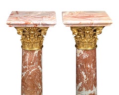 19th Century Marble and Bronze French Pedestals