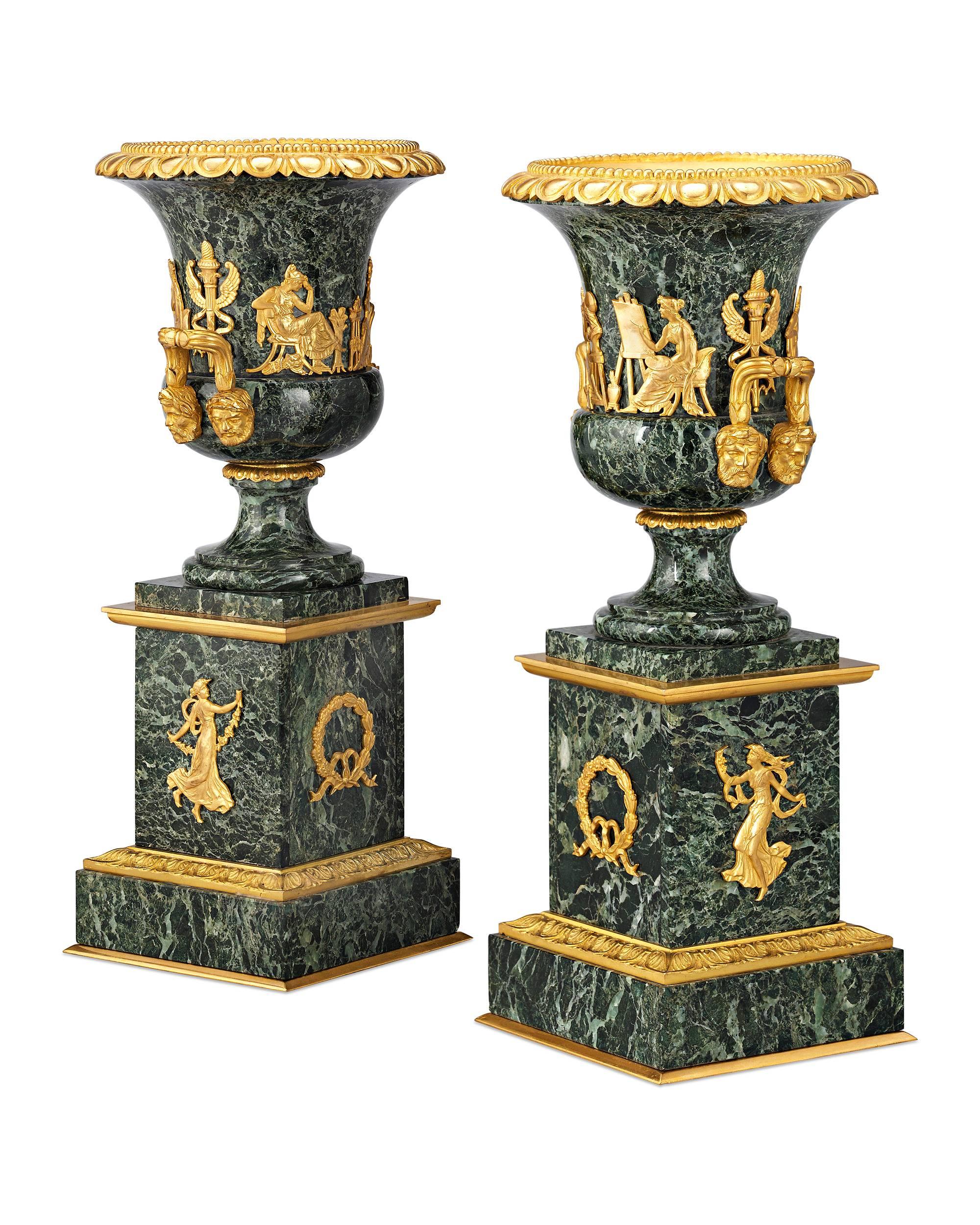 19th Century French Empire Style Marble Urns