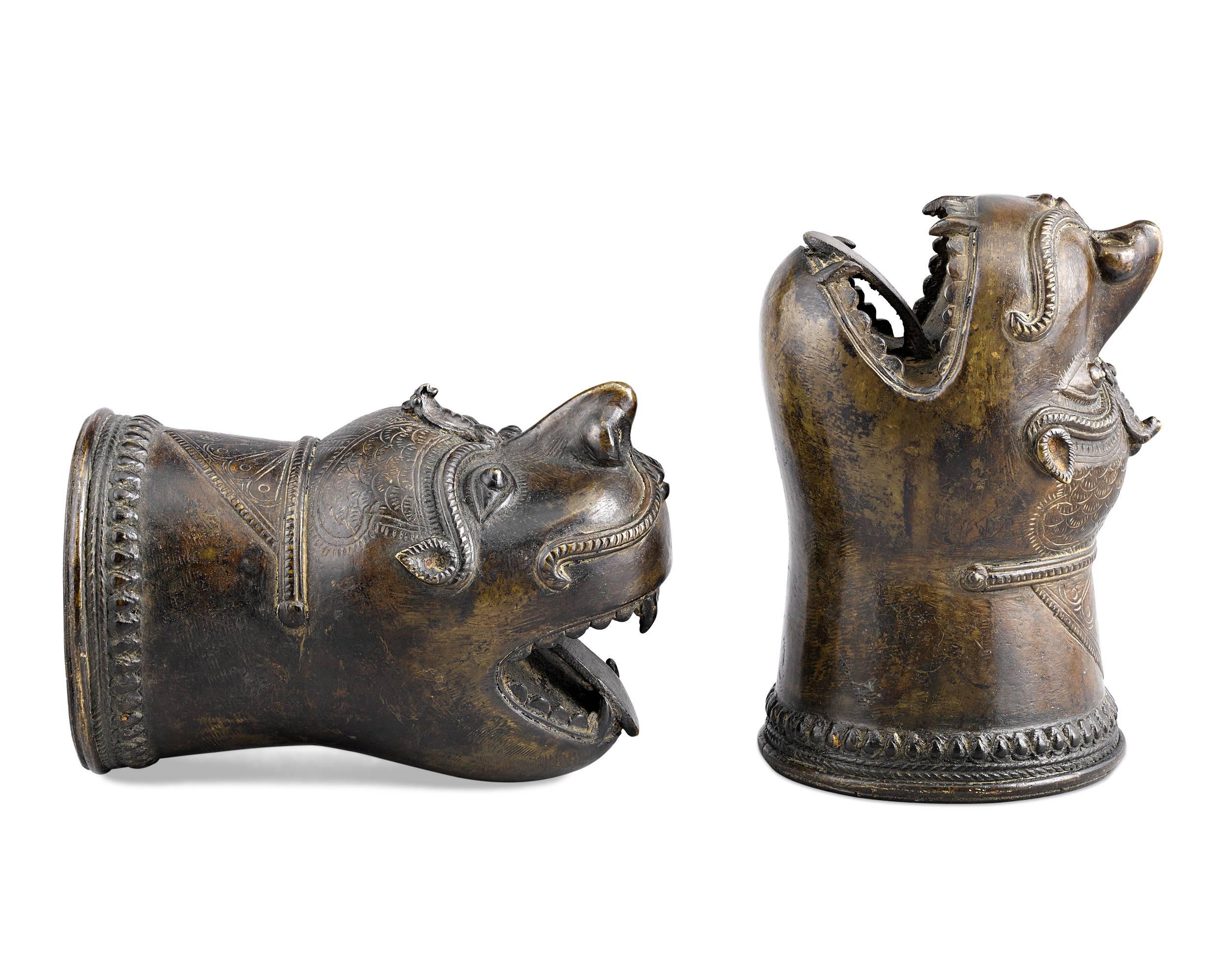 Other 18th Century Bronze Palanquin Leopard Finials