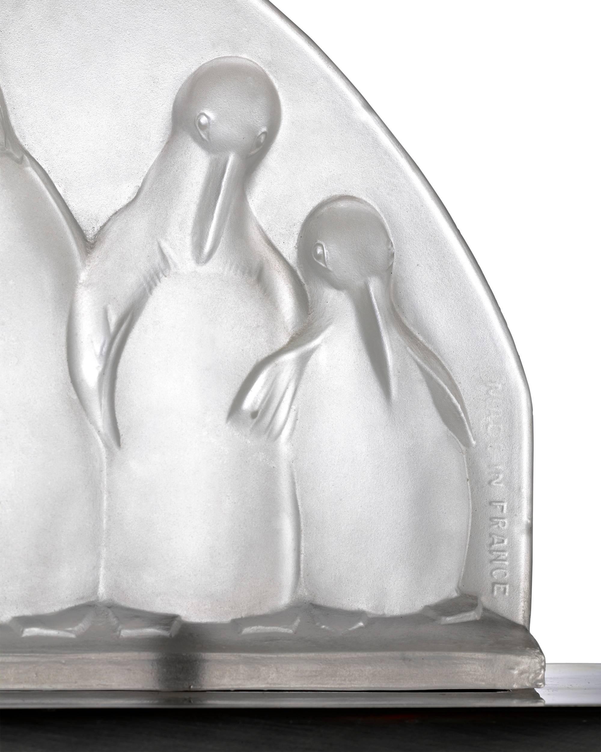 French Art Deco Glass Penguin Lamp by Costebelle