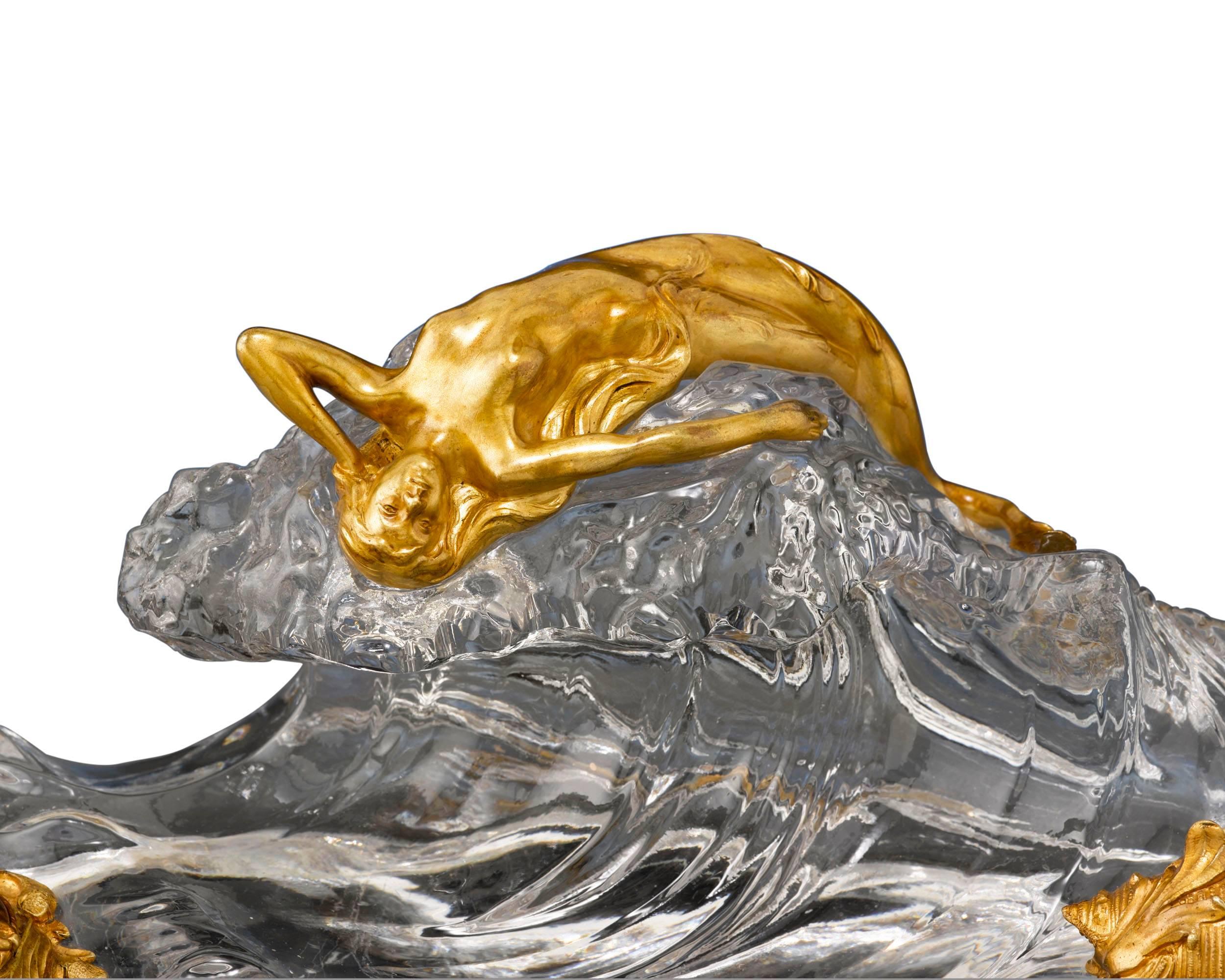 Art nouveau Encrier nautique en cristal de Baccarat en vente