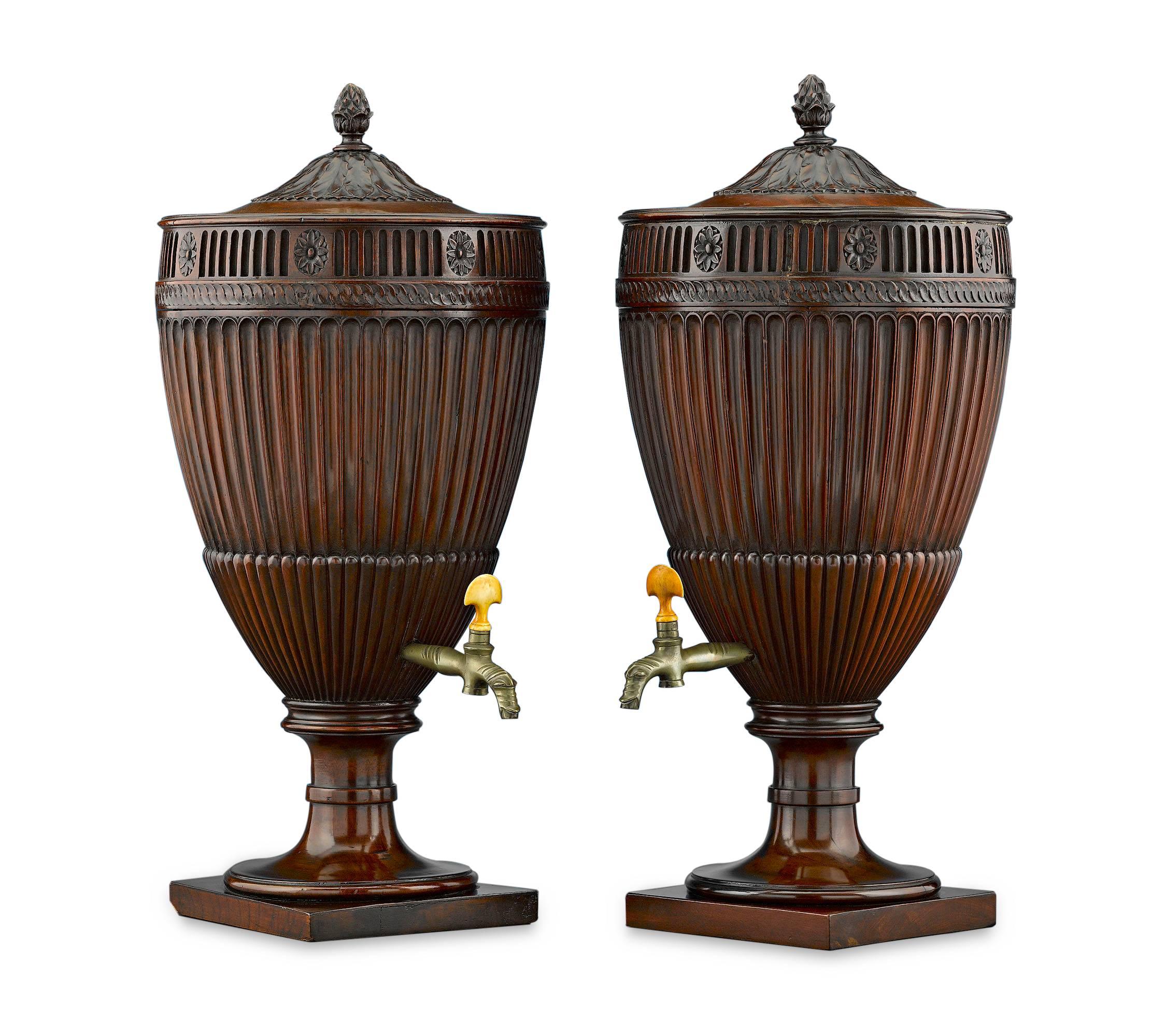 Carved Georgian Mahogany Urns