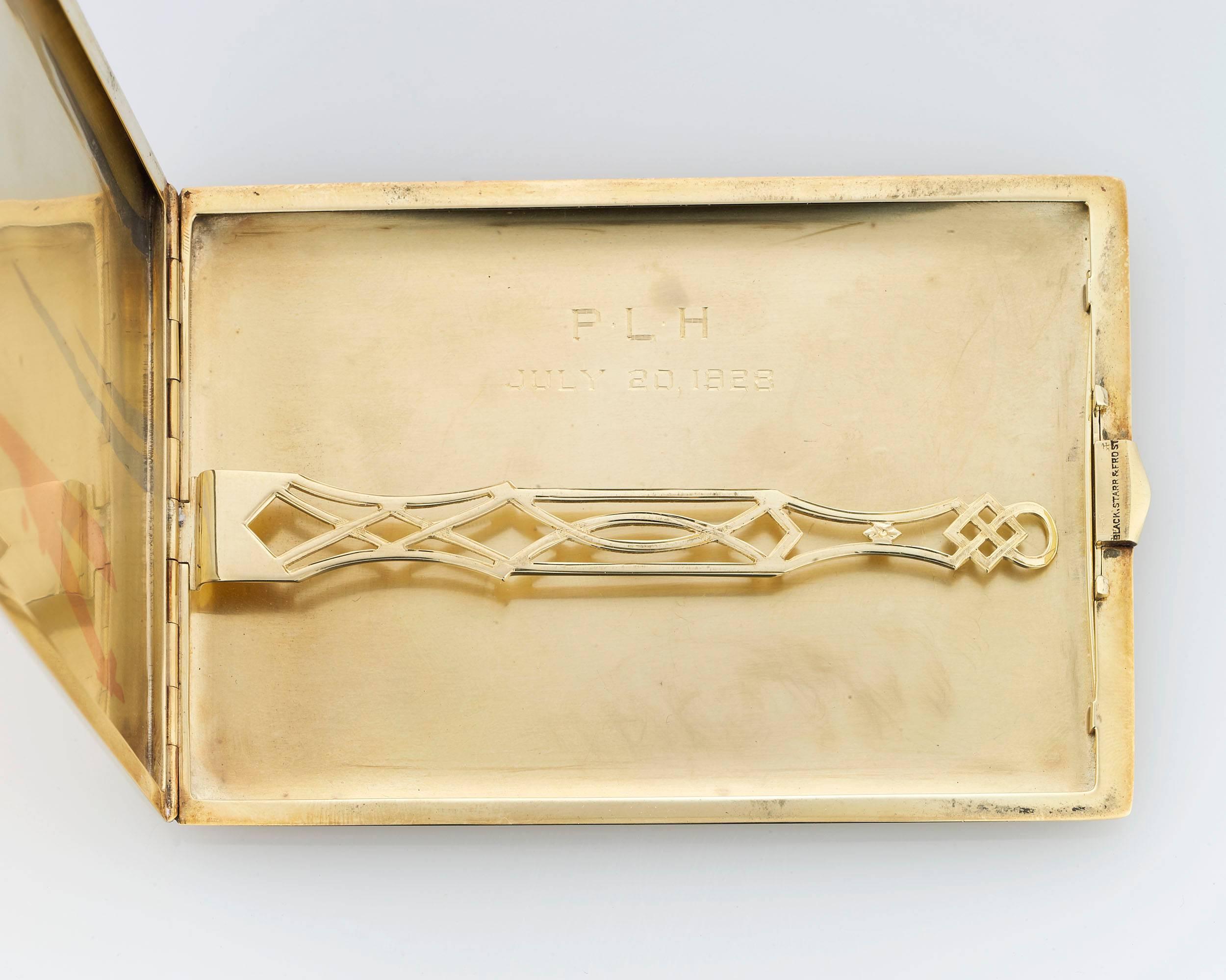 Art Deco Tri-Color Gold Cigarette Case by Black, Starr & Frost