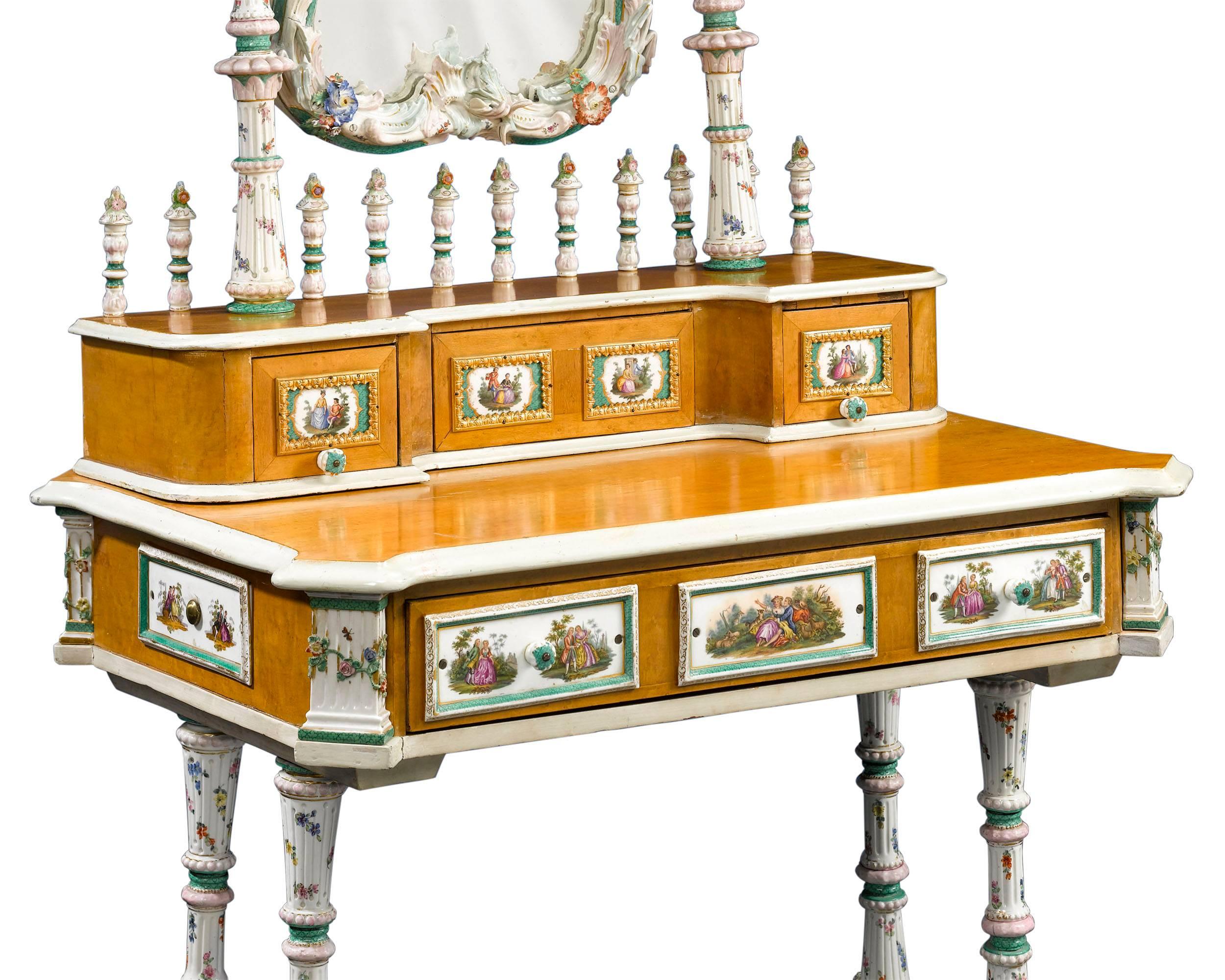 Rococo 19th Century Meissen Porcelain Dressing Table