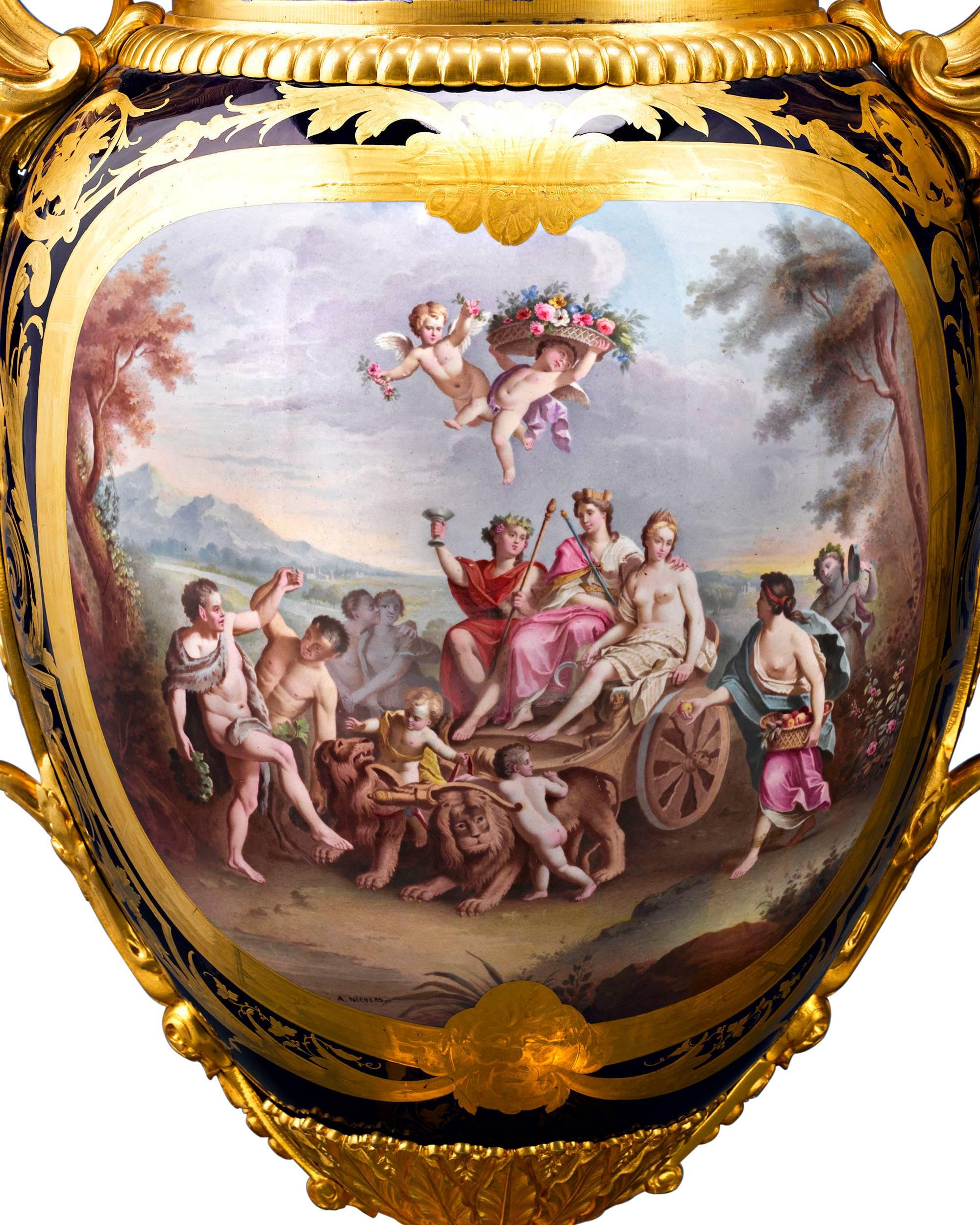 Rococo Sèvres Palace Porcelain Urns For Sale