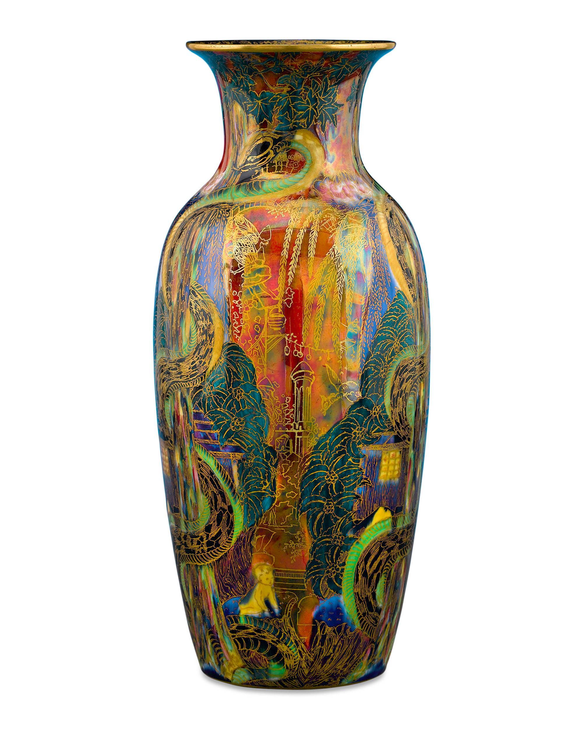 This incredible Flame Fairyland Lustre vase by Wedgwood bears the 