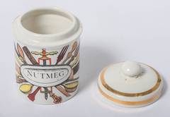 Piero Fornasetti porcelain nutmeg jar with cover, Italy circa 1960