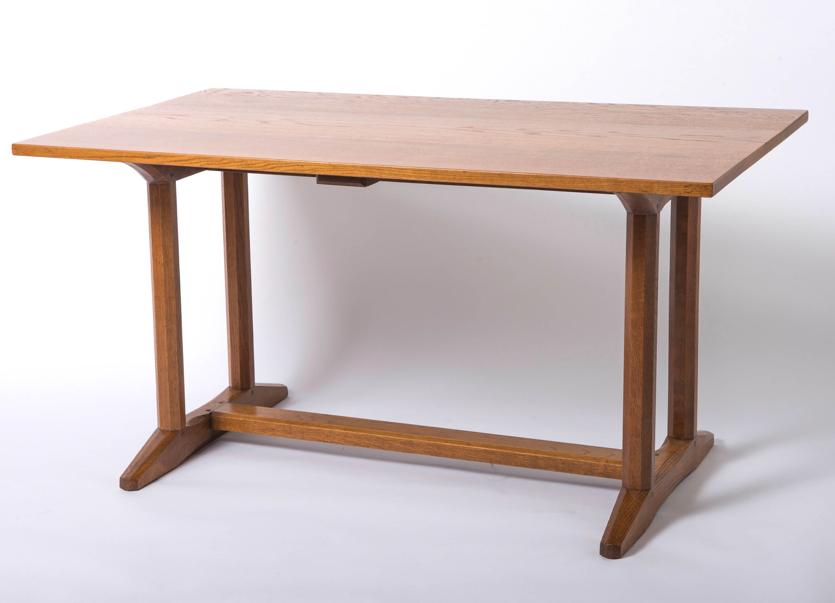 Gordon Russell oak trestle refectory table, England 1927 For Sale