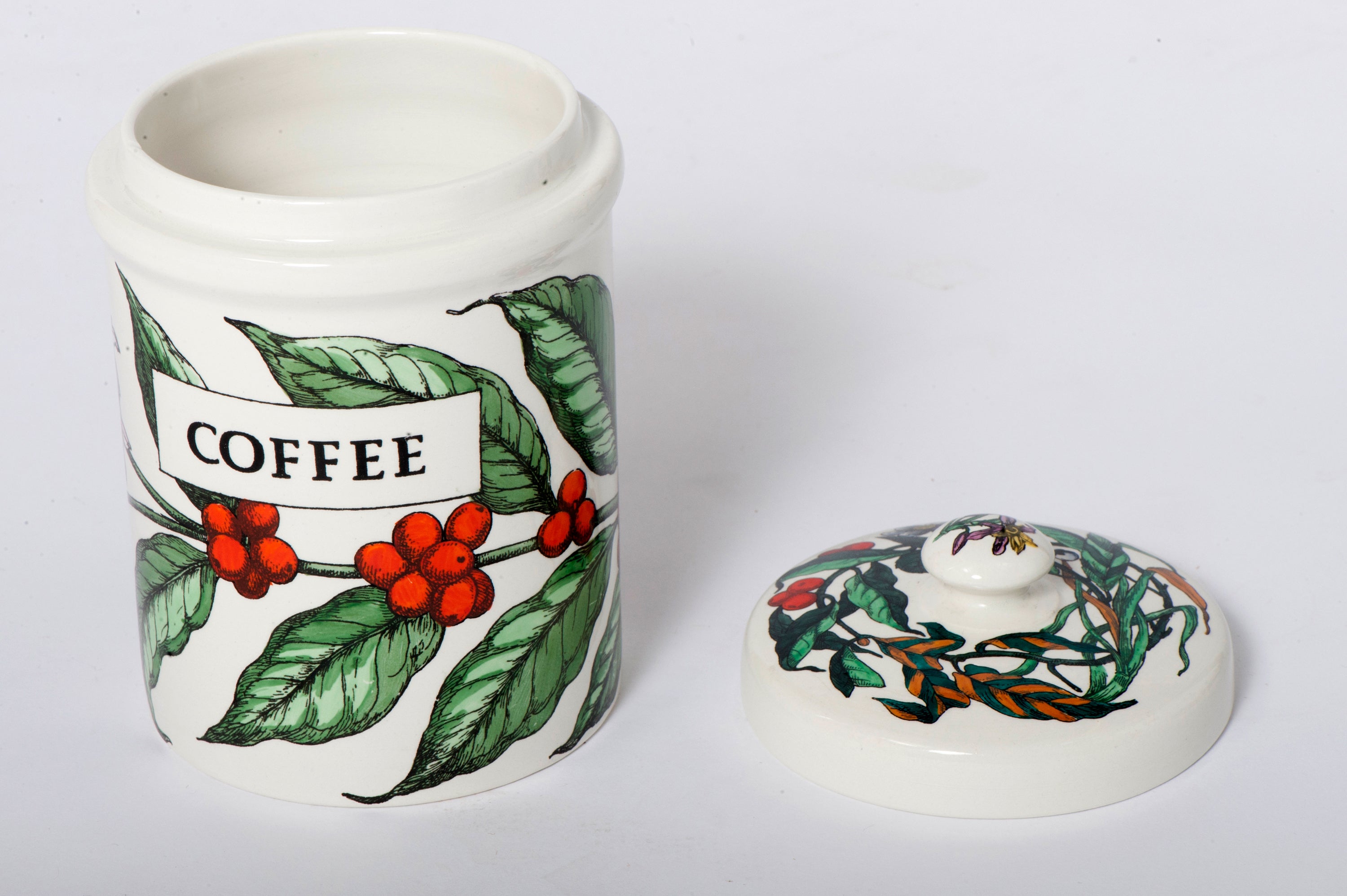 Italian Piero Fornasetti porcelain coffee jar with cover, Italy circa 1960 For Sale