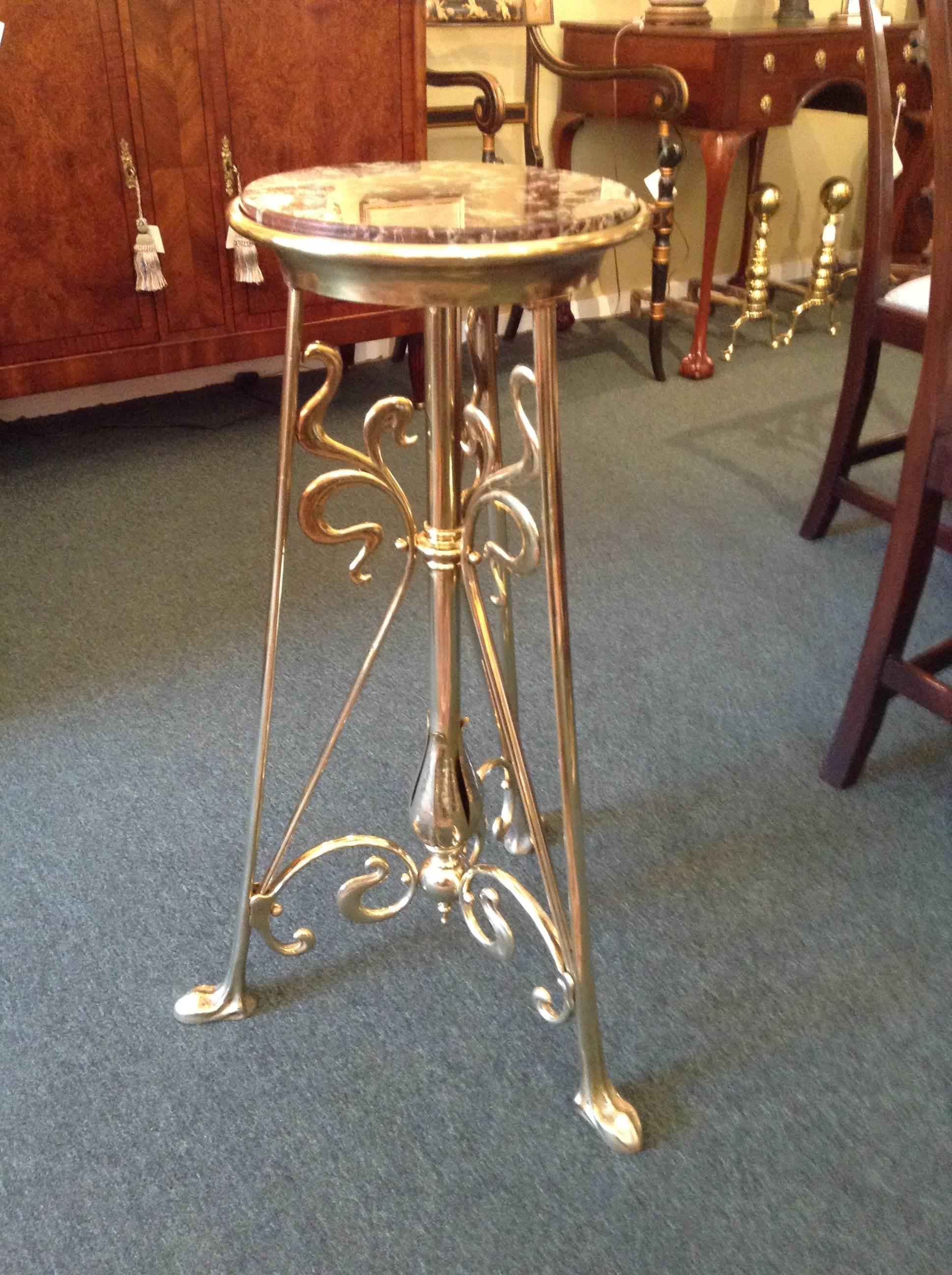 Art Nouveau French Brass Gueridon 19th Century Stand In Excellent Condition For Sale In Middleburg, VA
