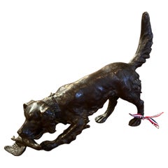 Perro de caza francés de bronce del siglo XIX