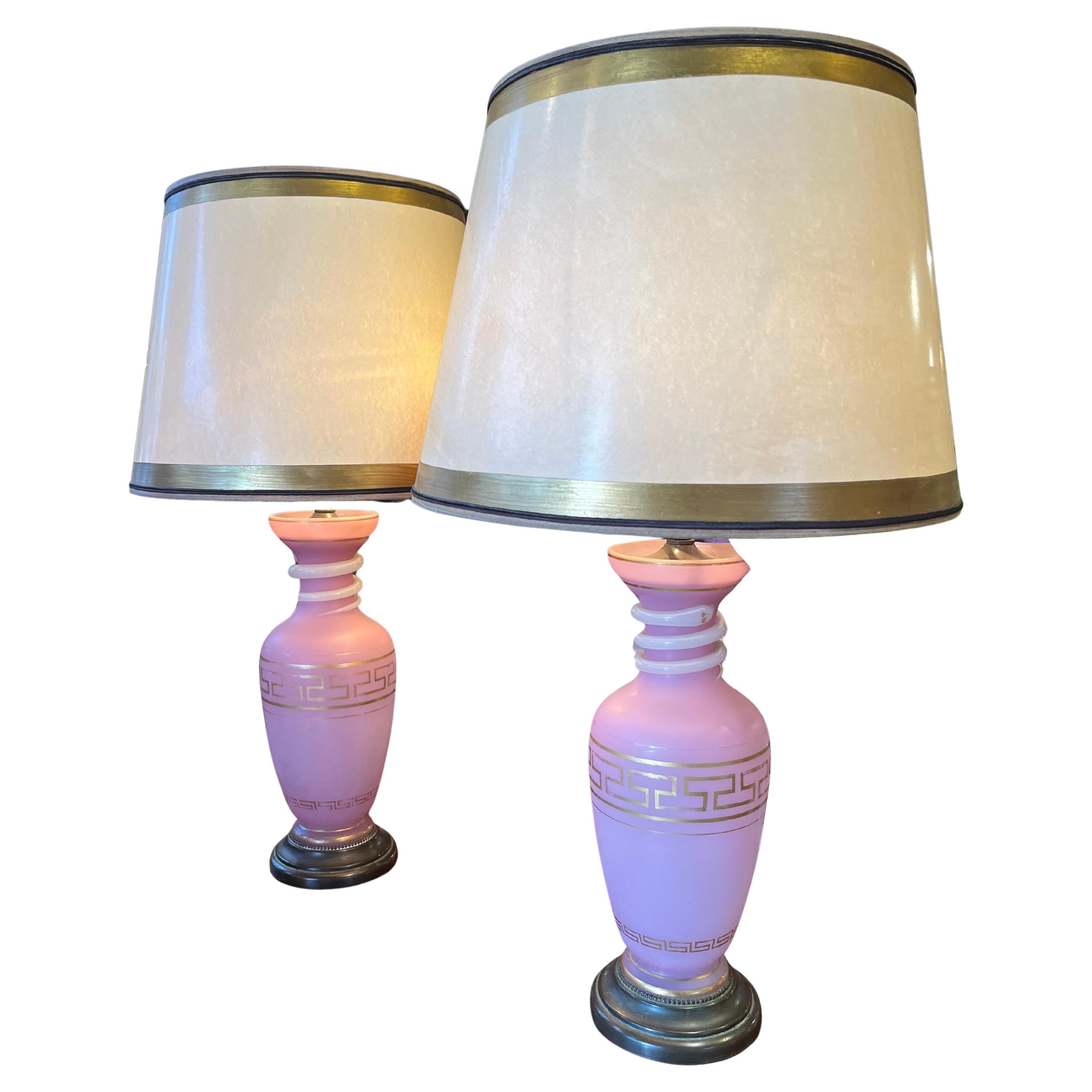 Coppia di lampade francesi French Opaline