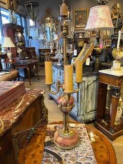 Antique French Ormalu & Rouge Marble Lamp