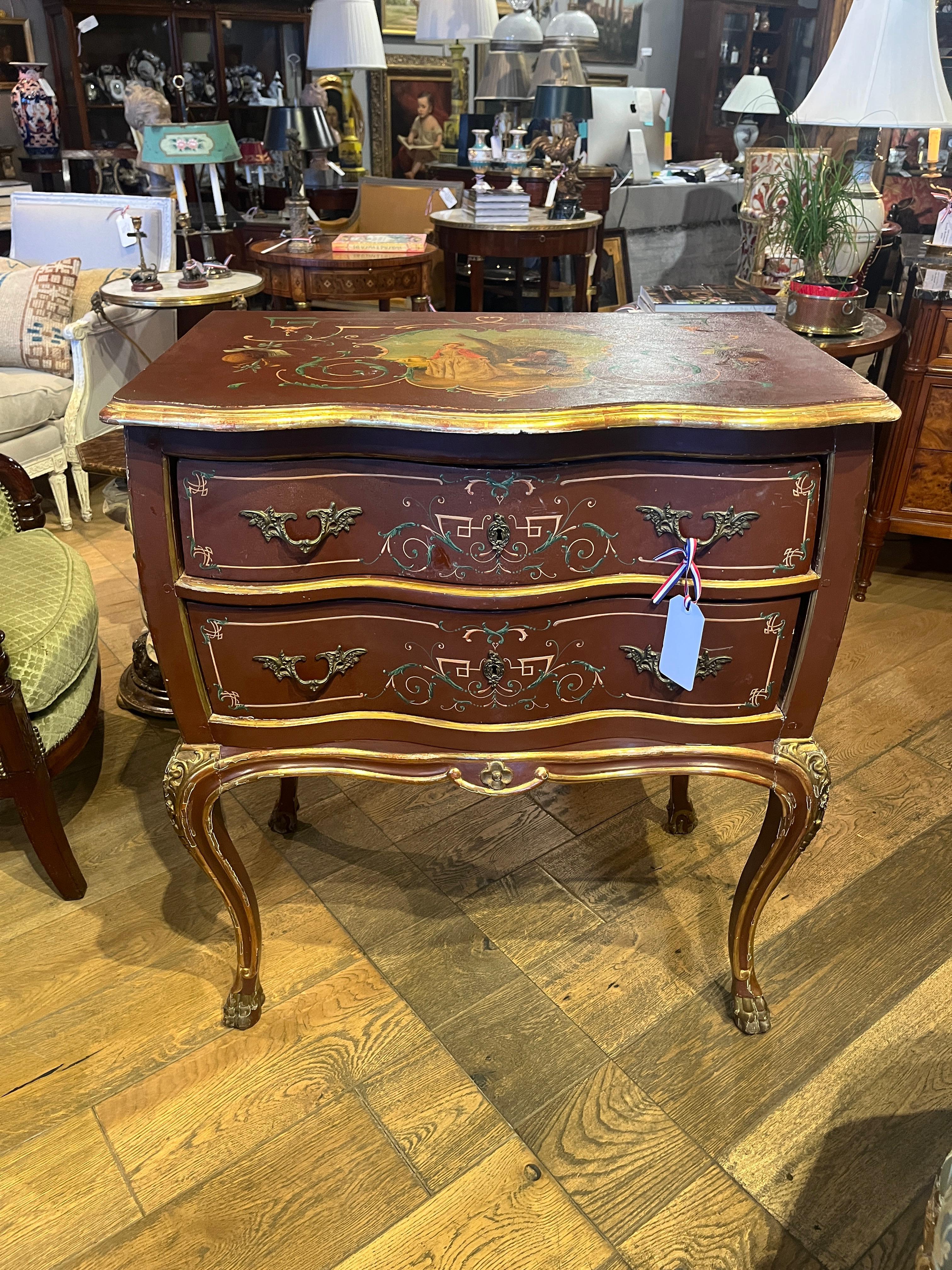 18th Century Venetian Painted Chest. Beautiful piece purchased in France. Age appropriate wear, see detailed photos or message us with questions. 