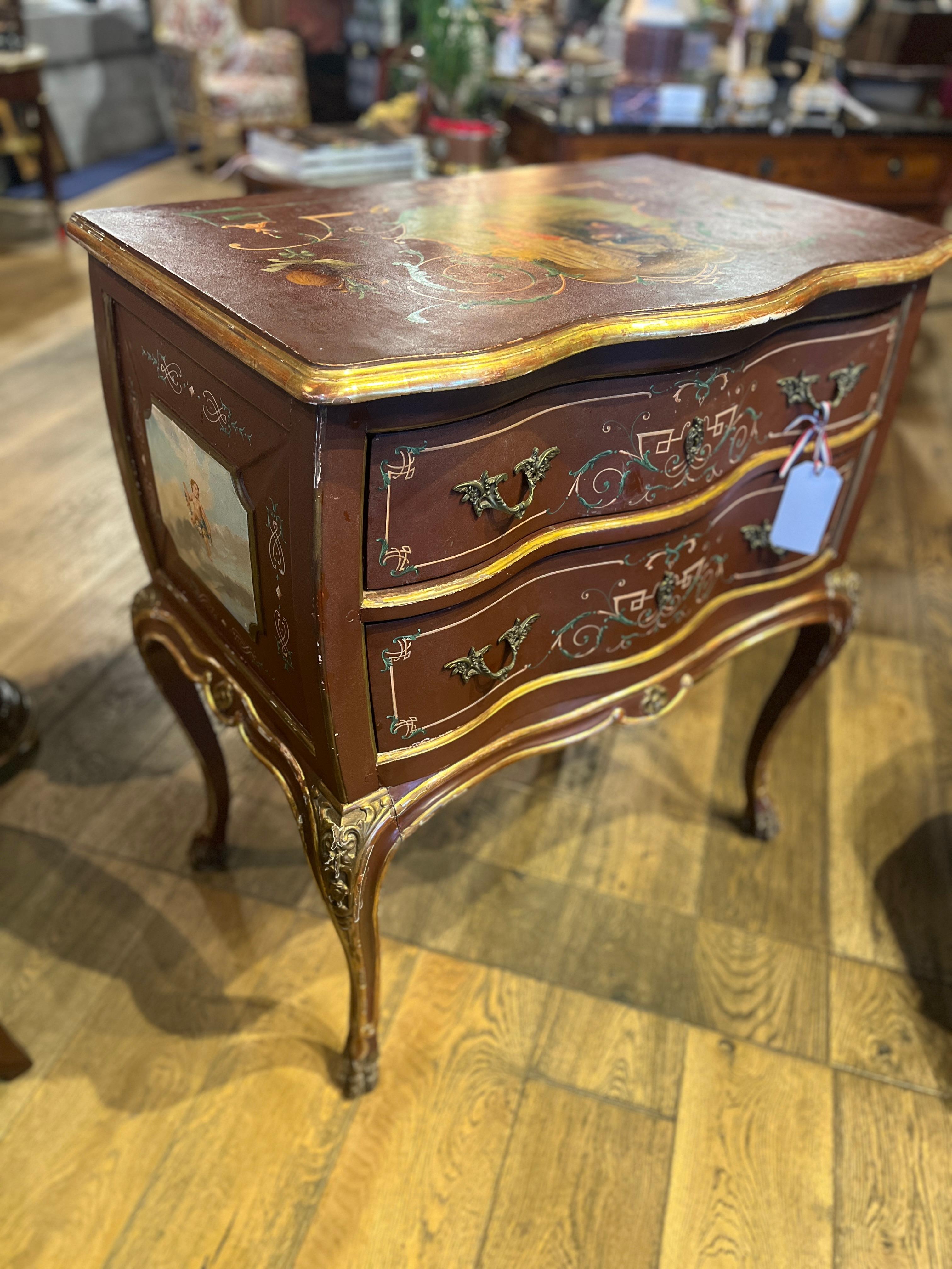 Rococo 18th Century Venetian Painted Chest For Sale