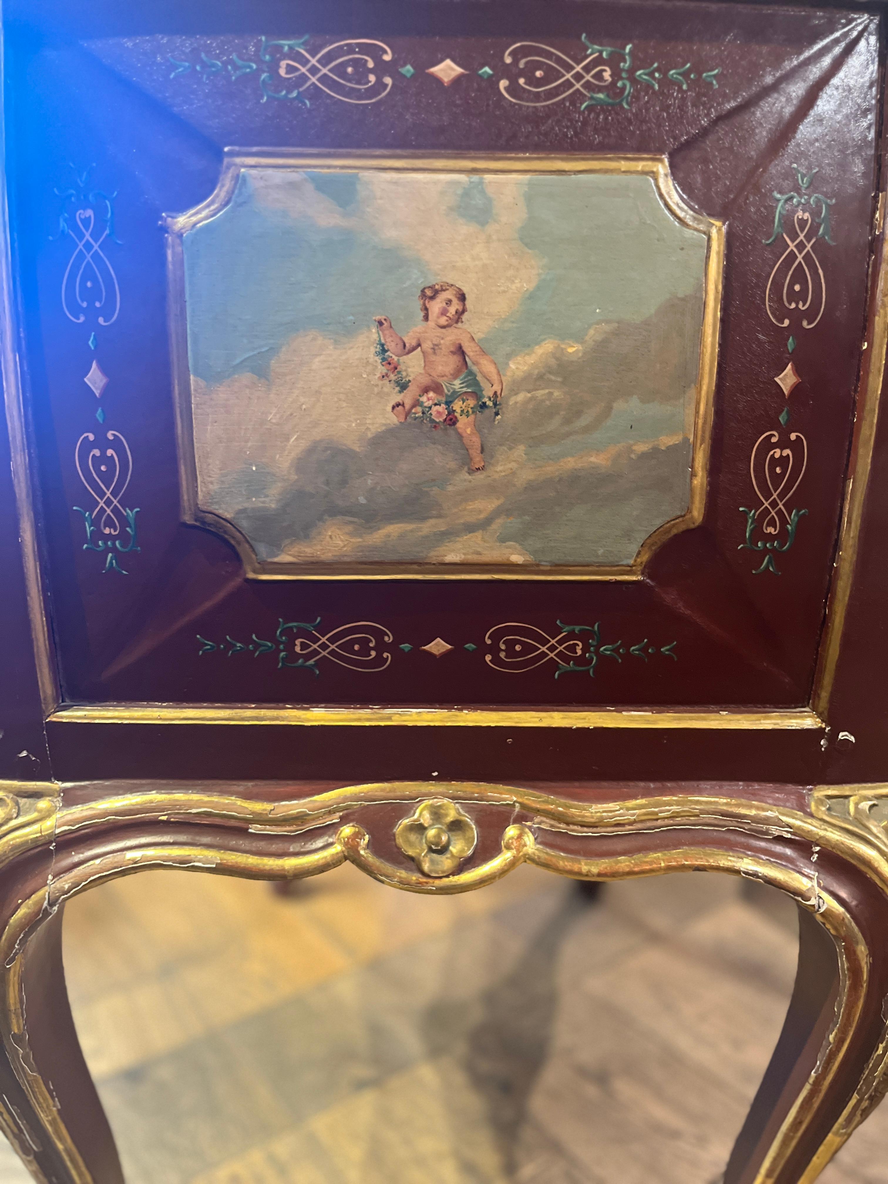 Wood 18th Century Venetian Painted Chest For Sale