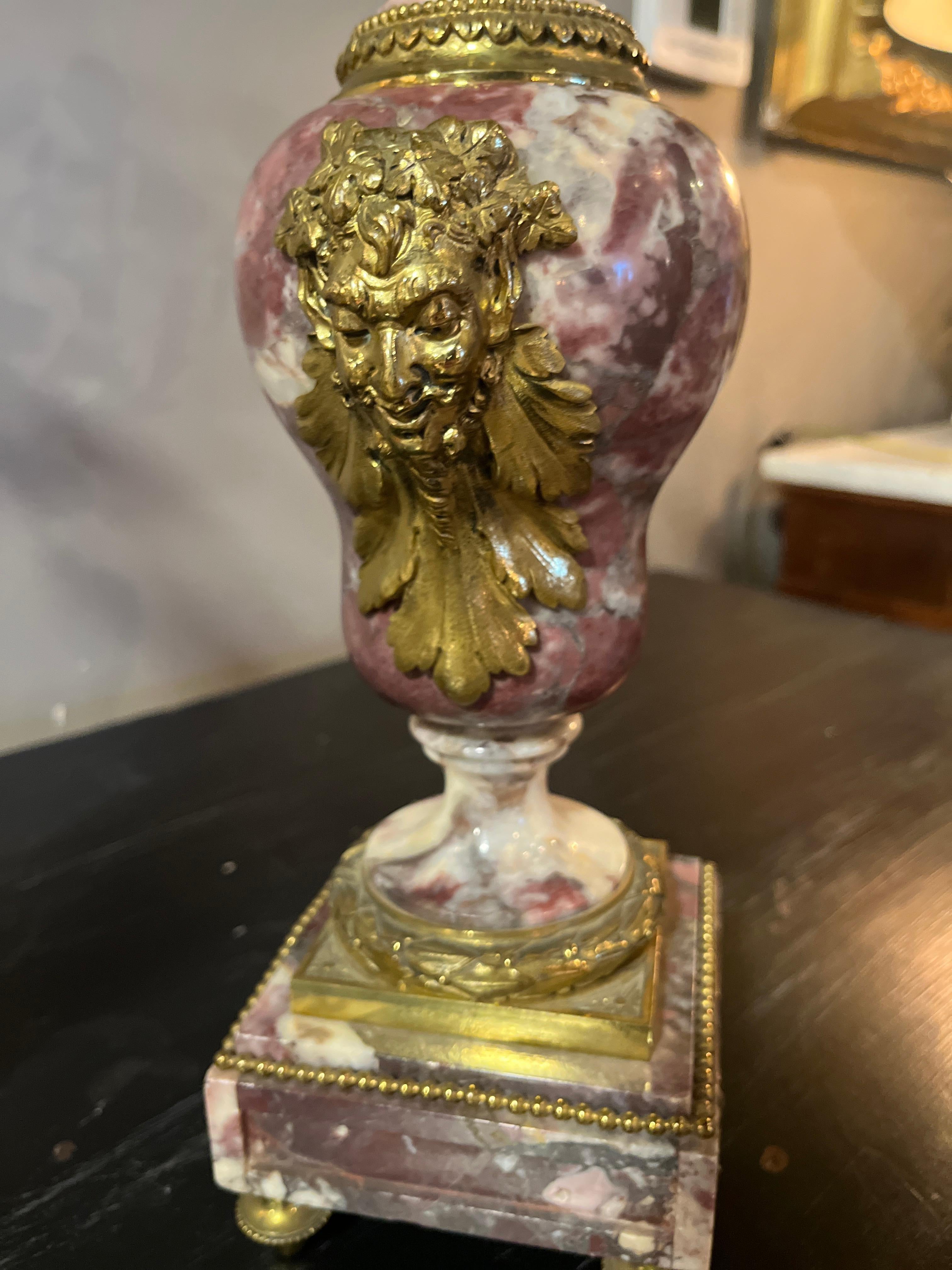 19th Century Pair Early French Violette Marble & Ormolu Candelabra For Sale 3