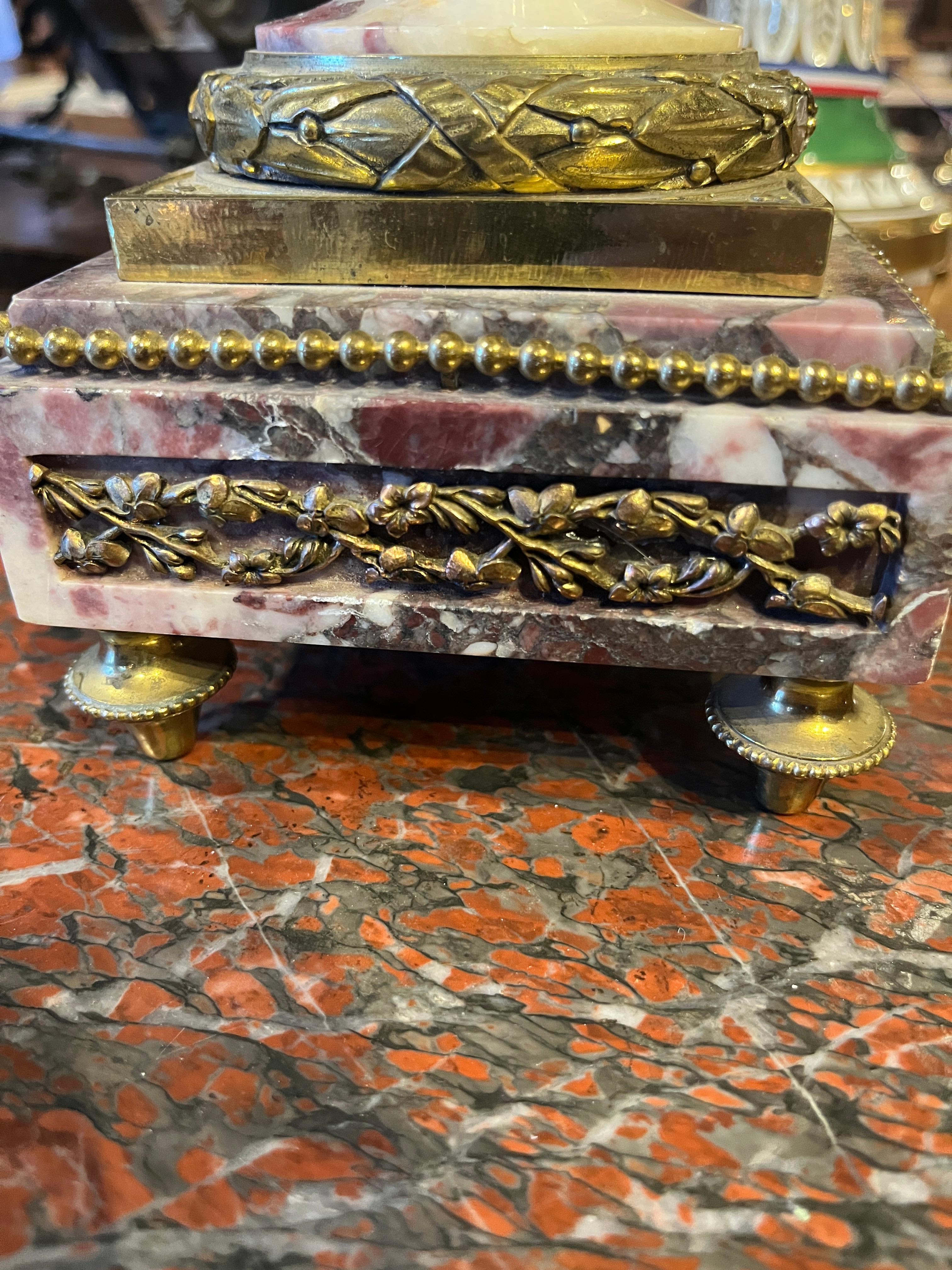 19th Century Pair Early French Violette Marble & Ormolu Candelabra For Sale 9