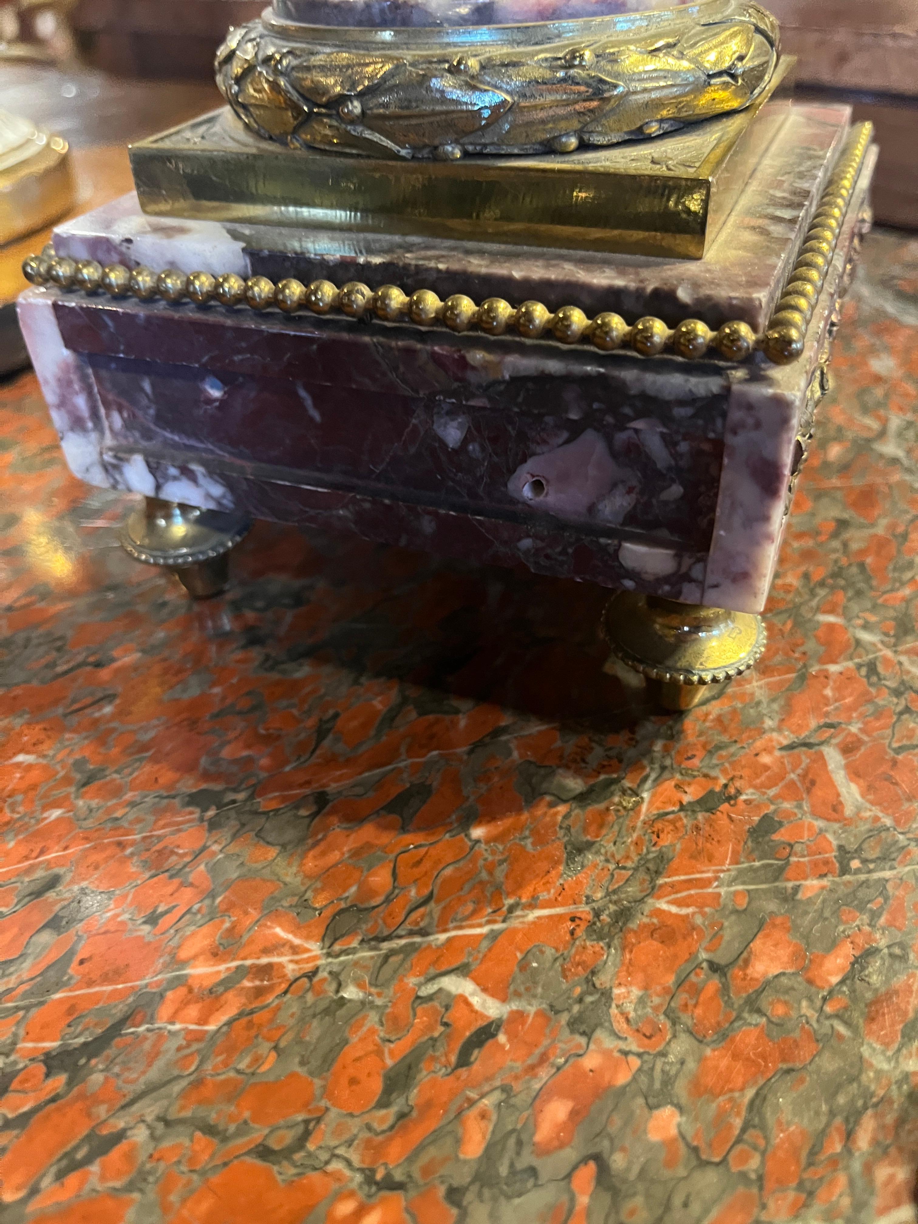 19th Century Pair Early French Violette Marble & Ormolu Candelabra For Sale 10