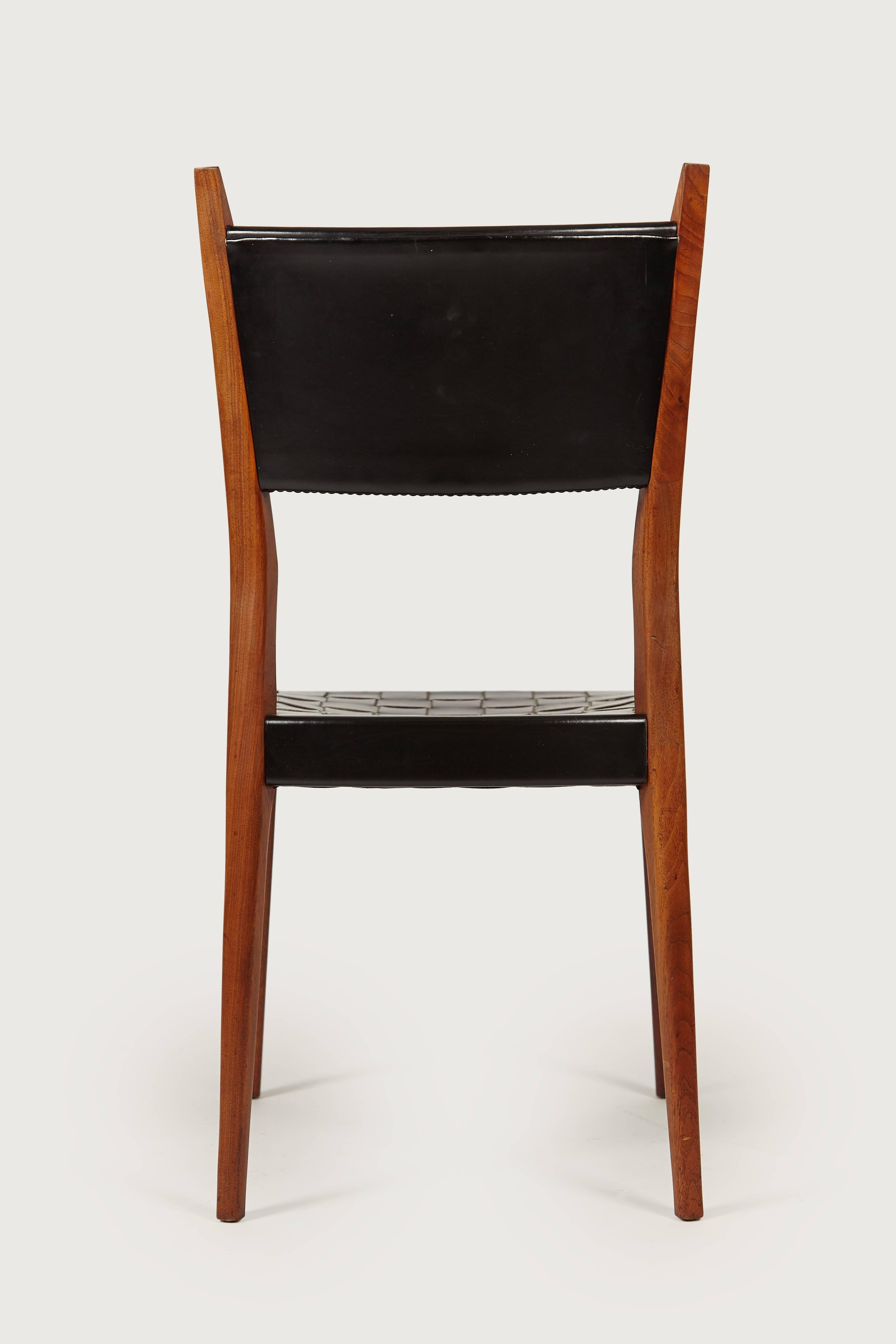 Leather Six Paul McCobb Dining Chairs for Calvin, circa 1960s