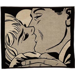 Vintage Kiss II Beach Blanket after Roy Lichtenstein