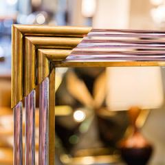 Pair of Barovier Italian Murano Glass and Bronze Mirrors
