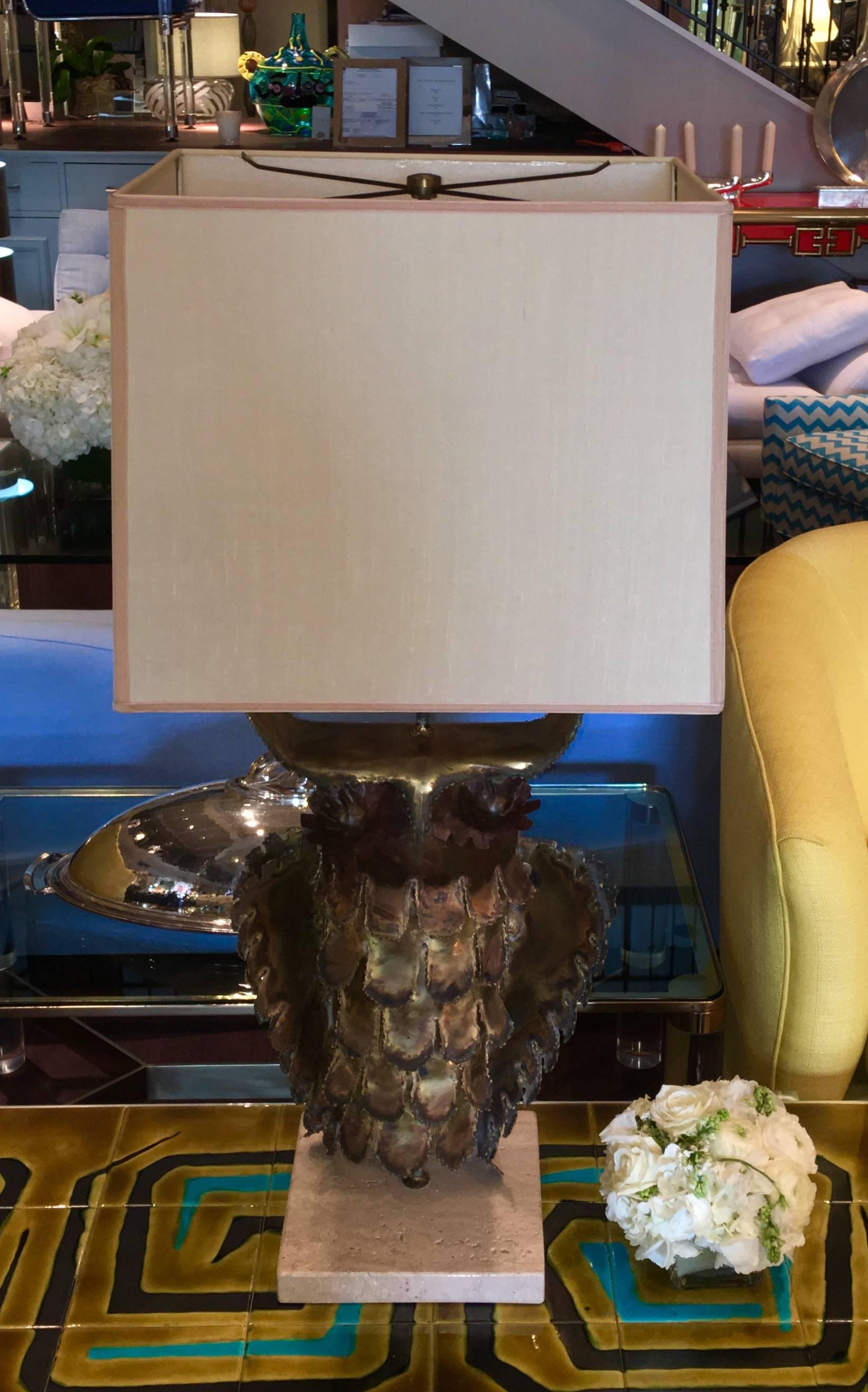 Mid-Century Modern Curtis Jere Brutalist Owl Table Lamp