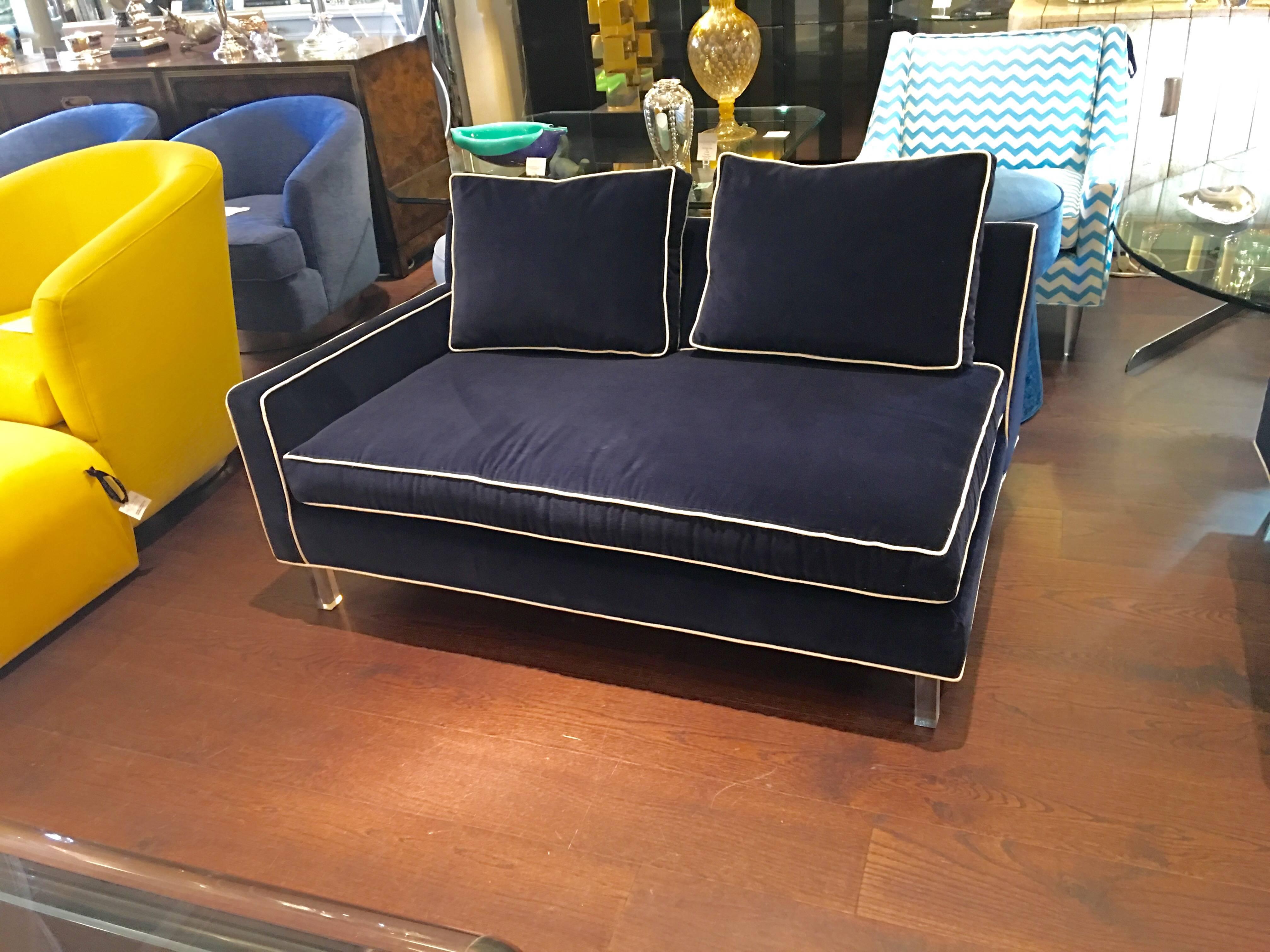 Late 20th Century Two-Piece Blue Sectional Sofa with Lucite Legs
